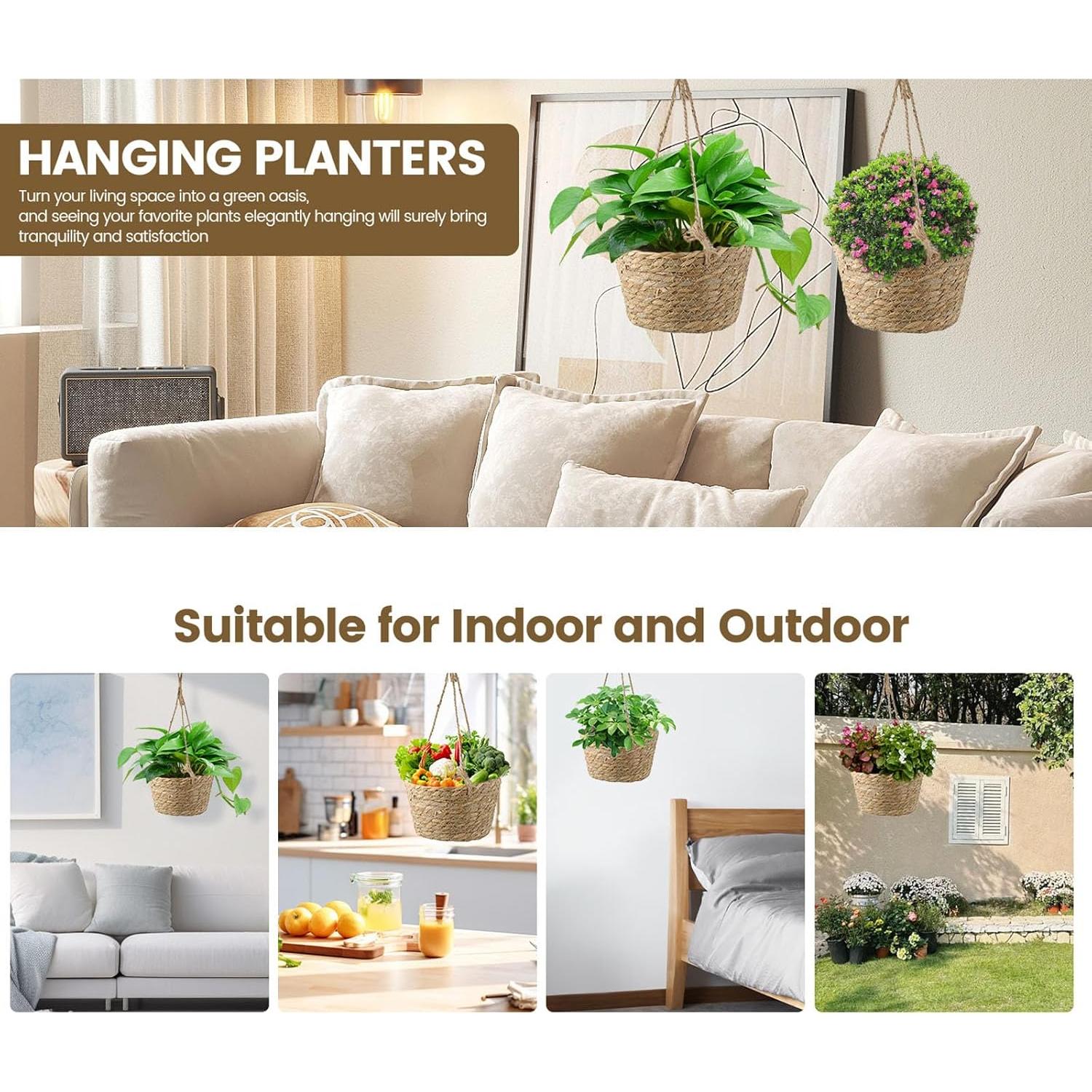 Cestas de Maceta Colgantes MY MIRONEY 2 Piezas 20.6x12.7cm Caqui