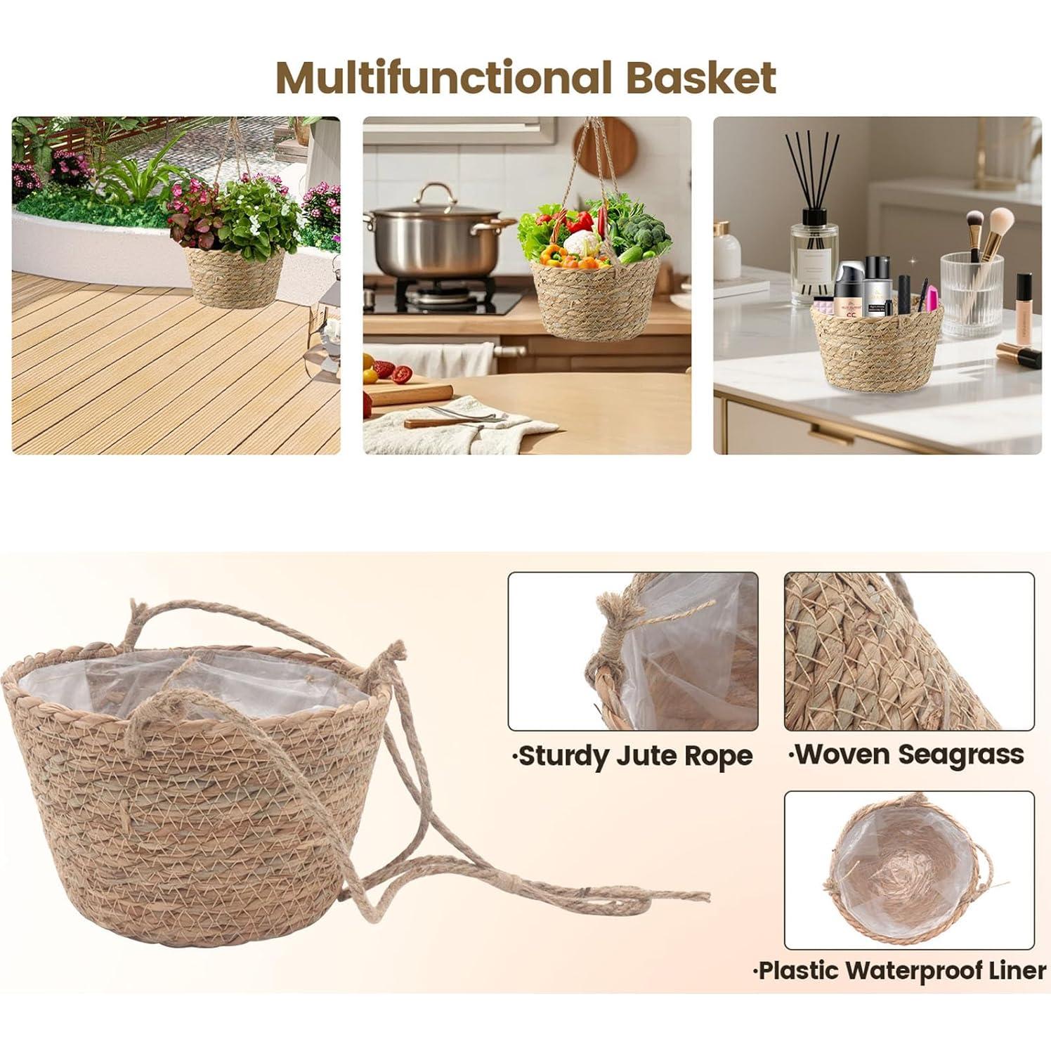 Cestas de Maceta Colgantes MY MIRONEY 2 Piezas 20.6x12.7cm Caqui