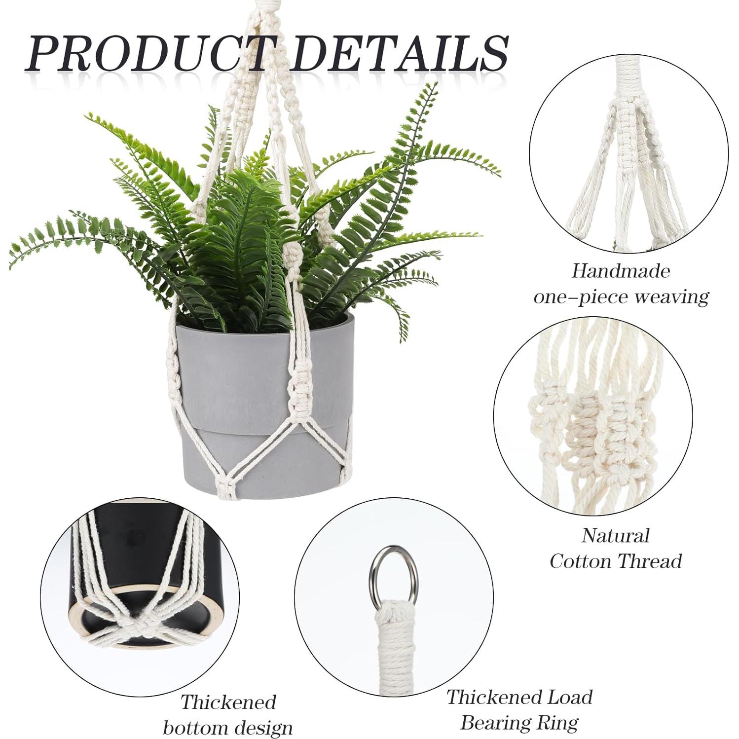 Colgadores de Plantas de Macramé Piriuuo 50 cm 2 Piezas