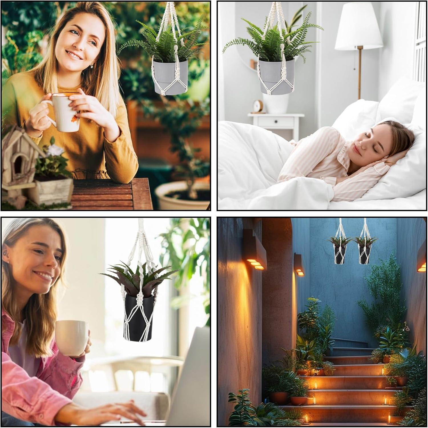 Colgadores de Plantas de Macramé Piriuuo 50 cm 2 Piezas