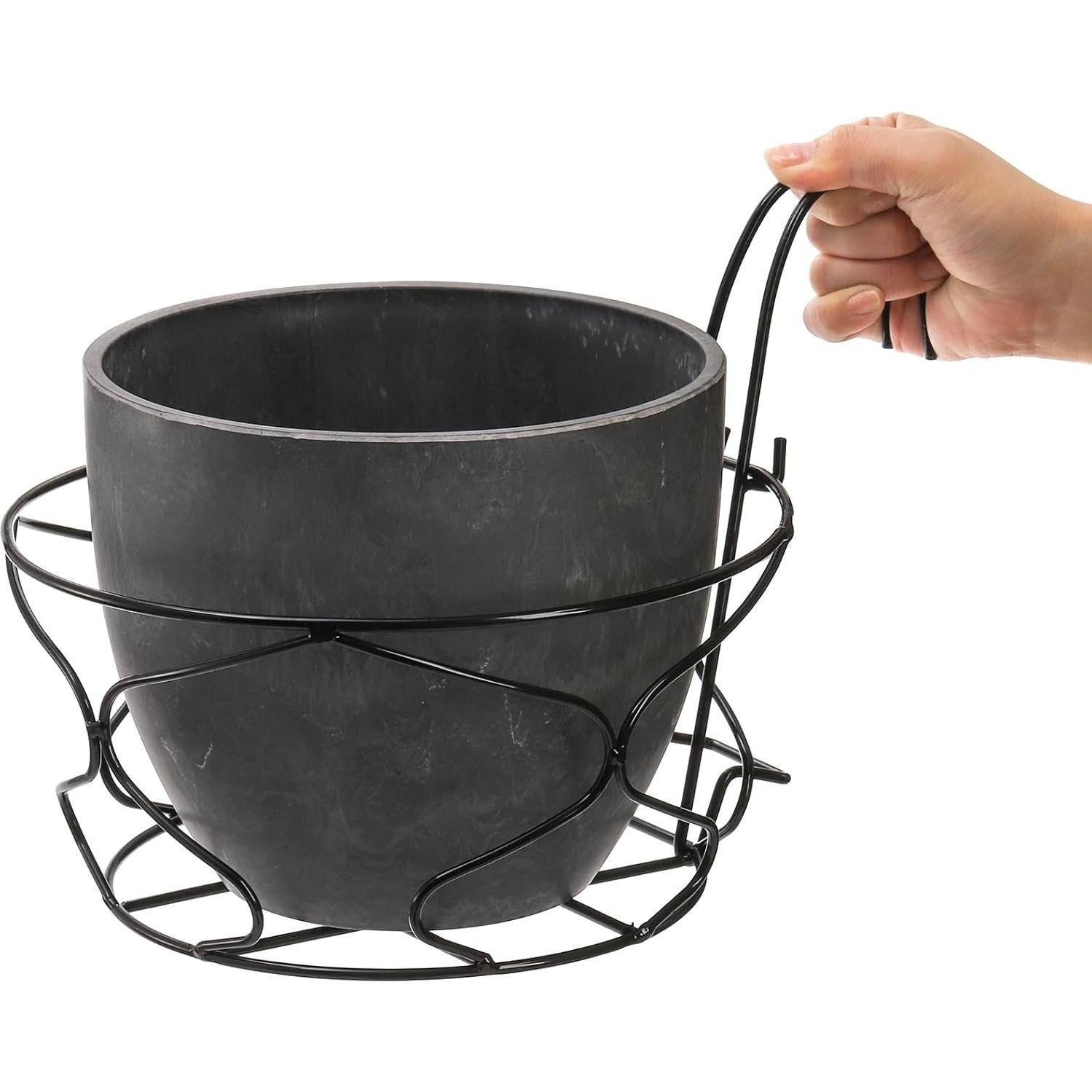 Paquete de 3 Macetas Colgantes Redondas Noamus 25.4cm Negro