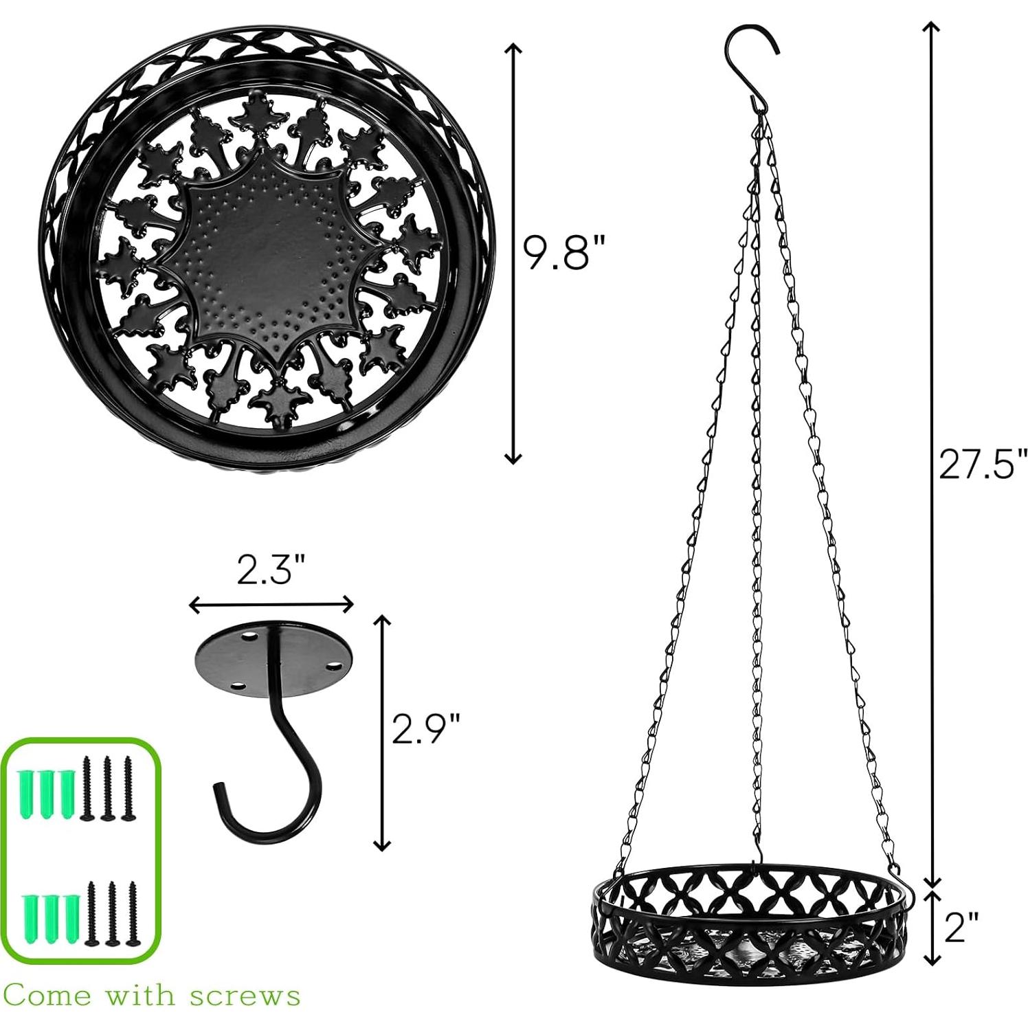 2 Macetas Colgantes ELFULLY de Metal 24.89 cm Negro Brillante