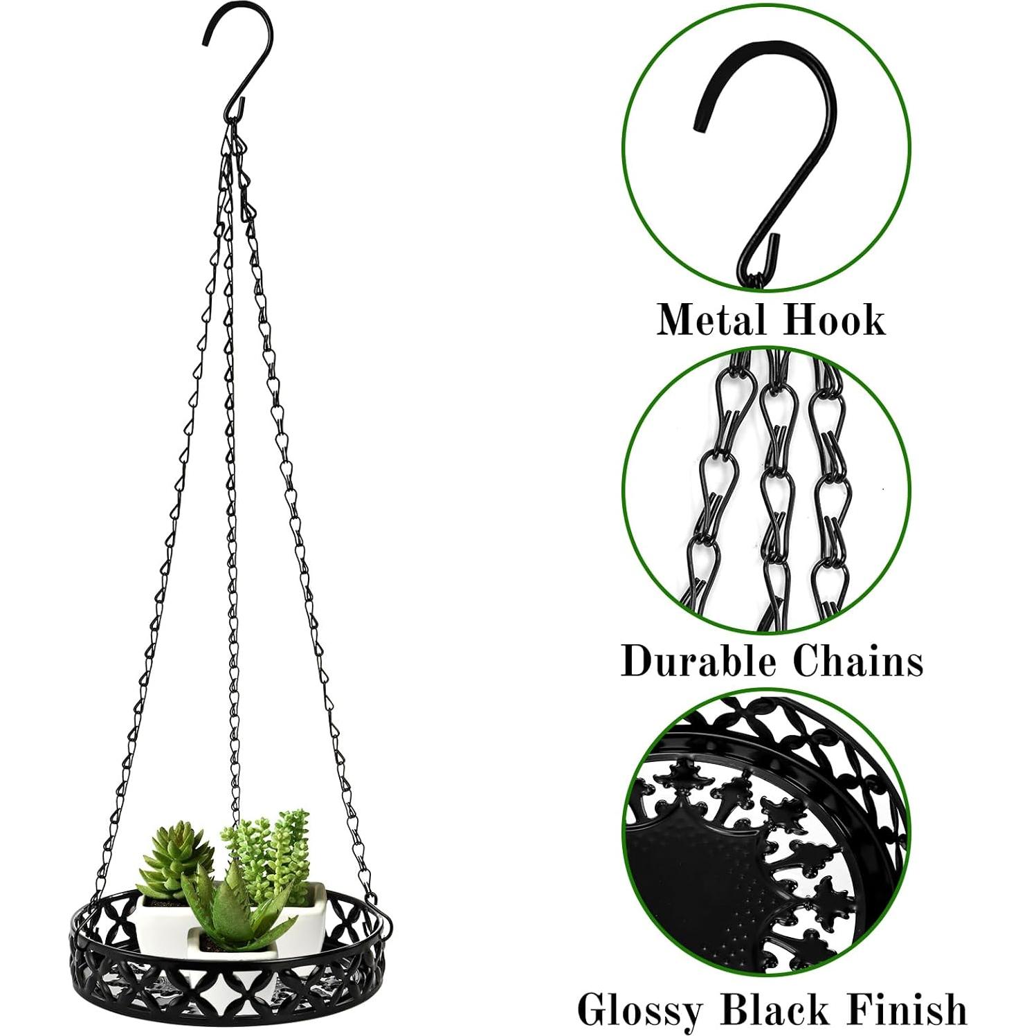 2 Macetas Colgantes ELFULLY de Metal 24.89 cm Negro Brillante