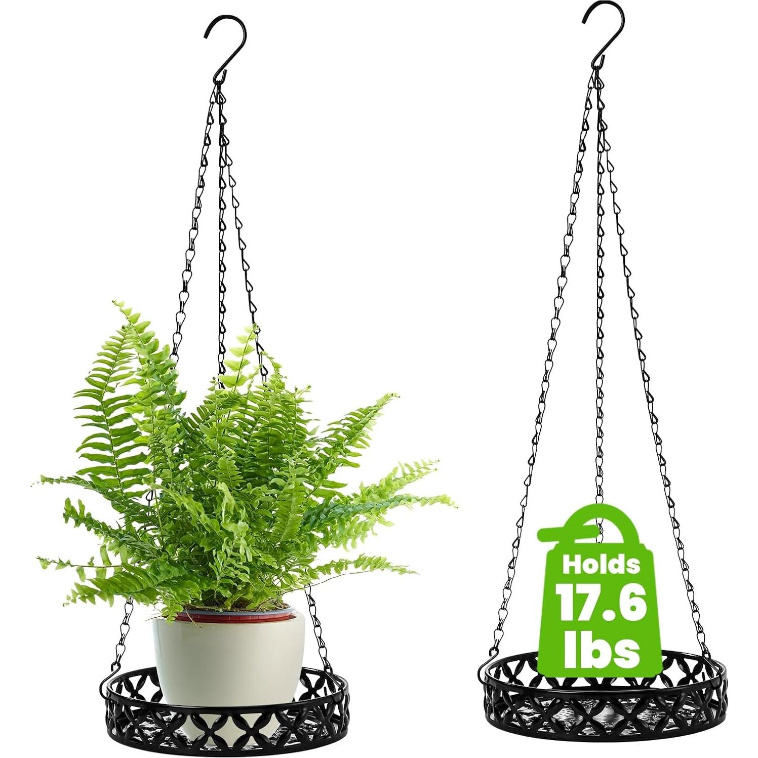 2 Macetas Colgantes ELFULLY de Metal 24.89 cm Negro Brillante