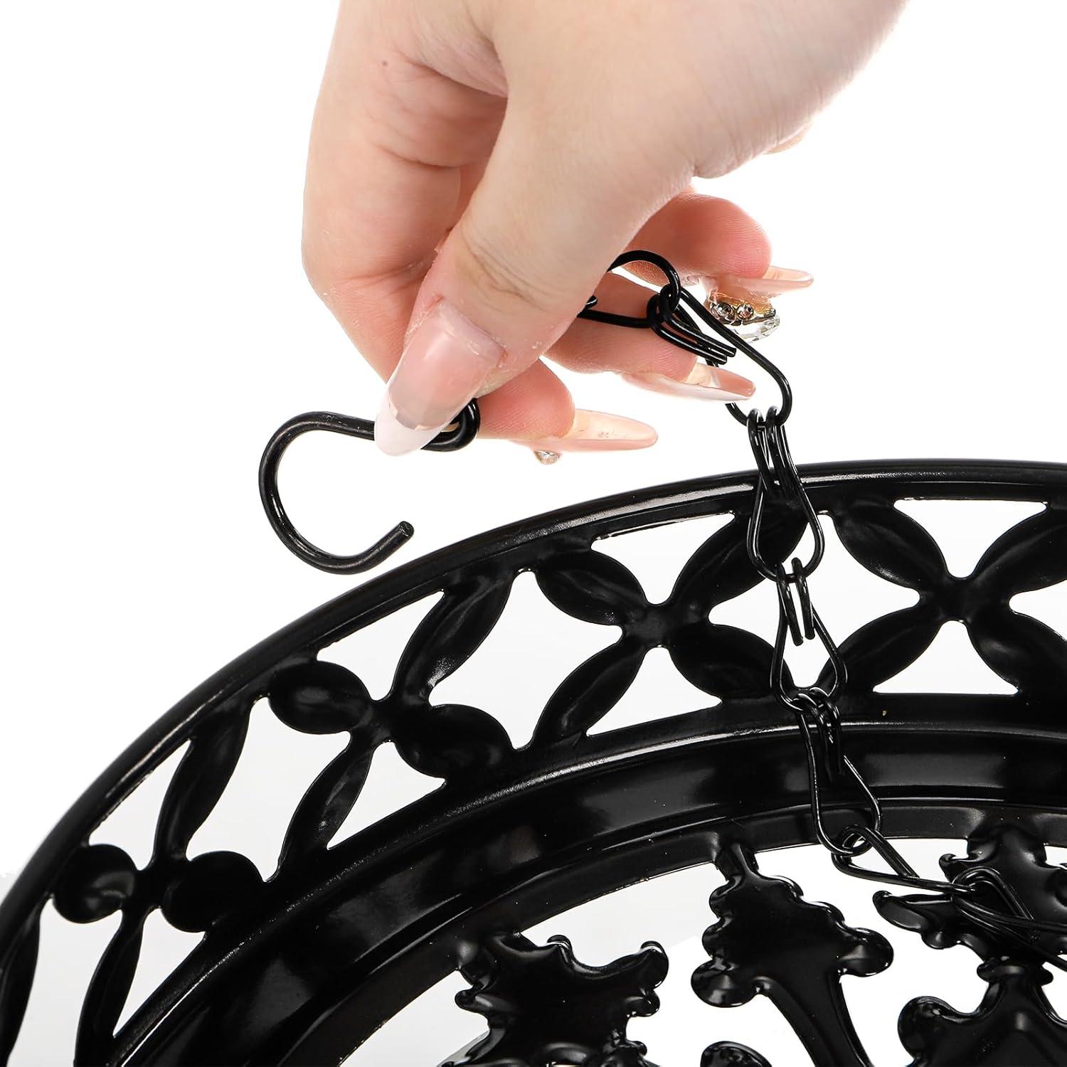 2 Macetas Colgantes ELFULLY de Metal 24.89 cm Negro Brillante