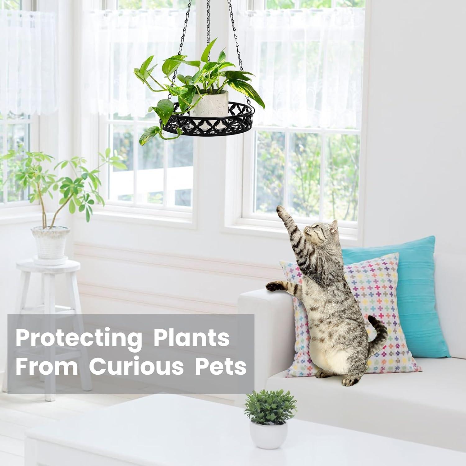 2 Macetas Colgantes ELFULLY de Metal 24.89 cm Negro Brillante