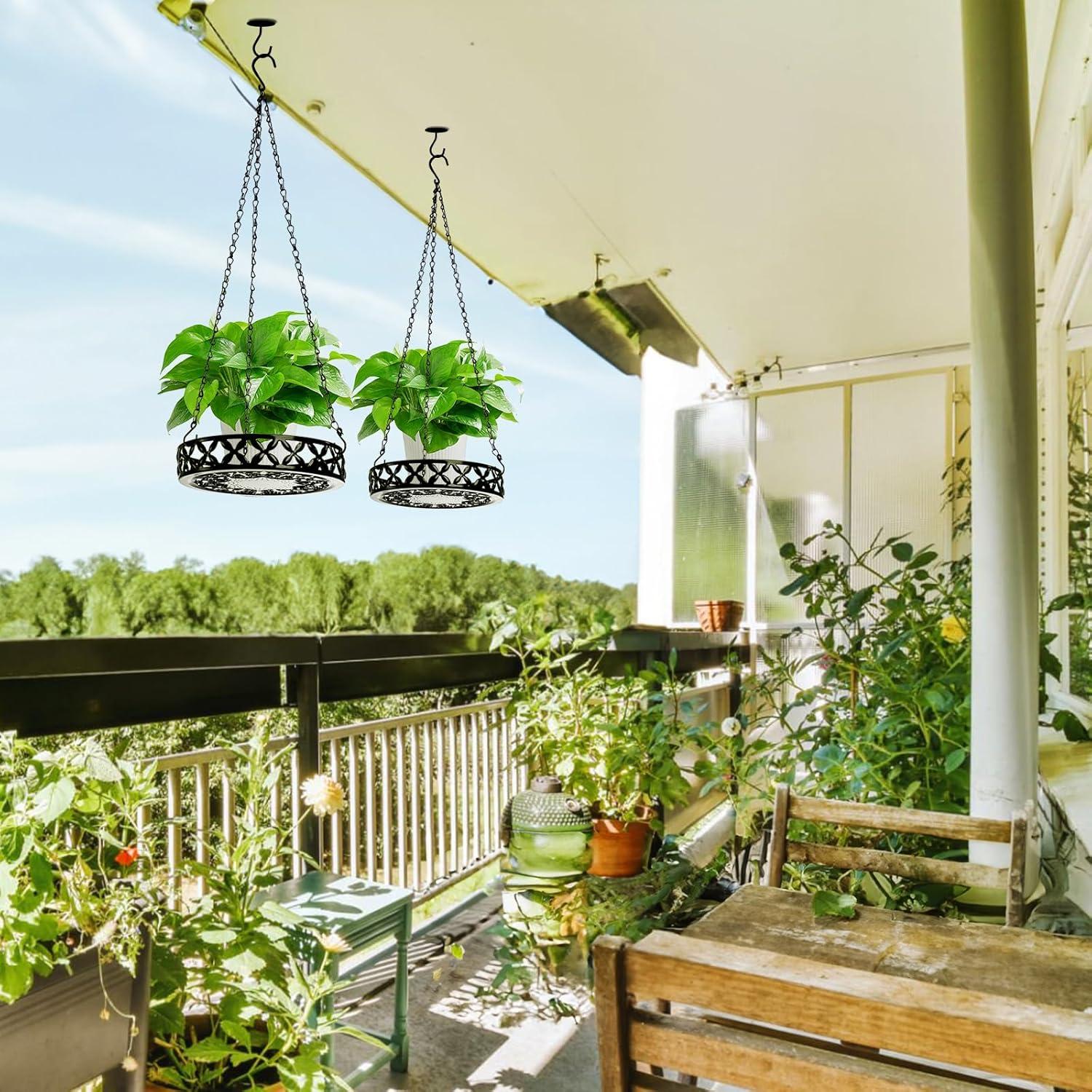 2 Macetas Colgantes ELFULLY de Metal 24.89 cm Negro Brillante