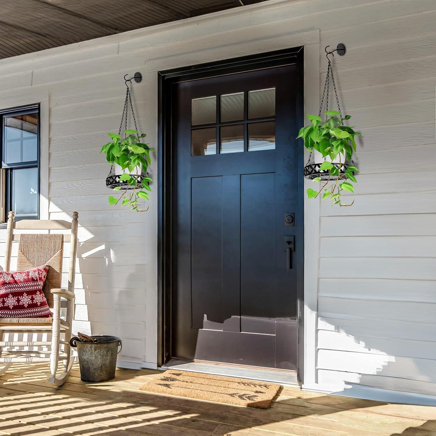 2 Macetas Colgantes ELFULLY de Metal 24.89 cm Negro Brillante