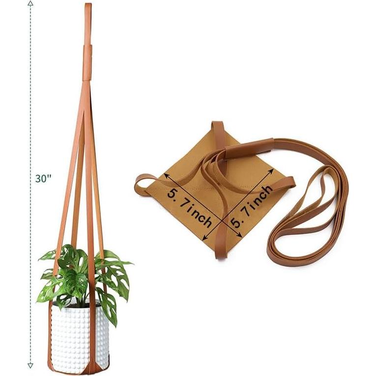 Soportes Colgantes para Plantas Sdjdhej 2 Pcs Cuero PU Marrón