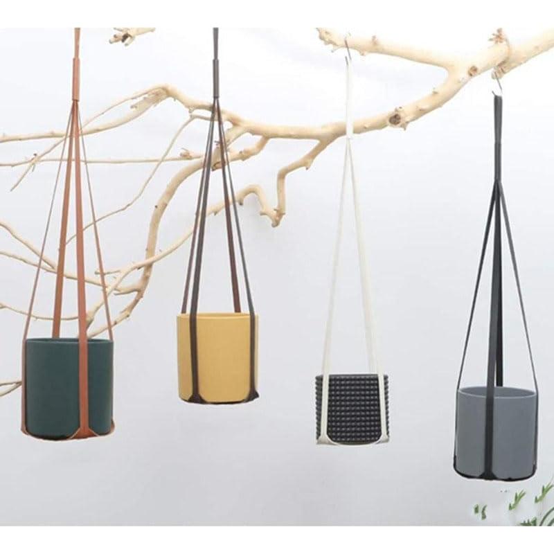 Soportes Colgantes para Plantas Sdjdhej 2 Pcs Cuero PU Marrón