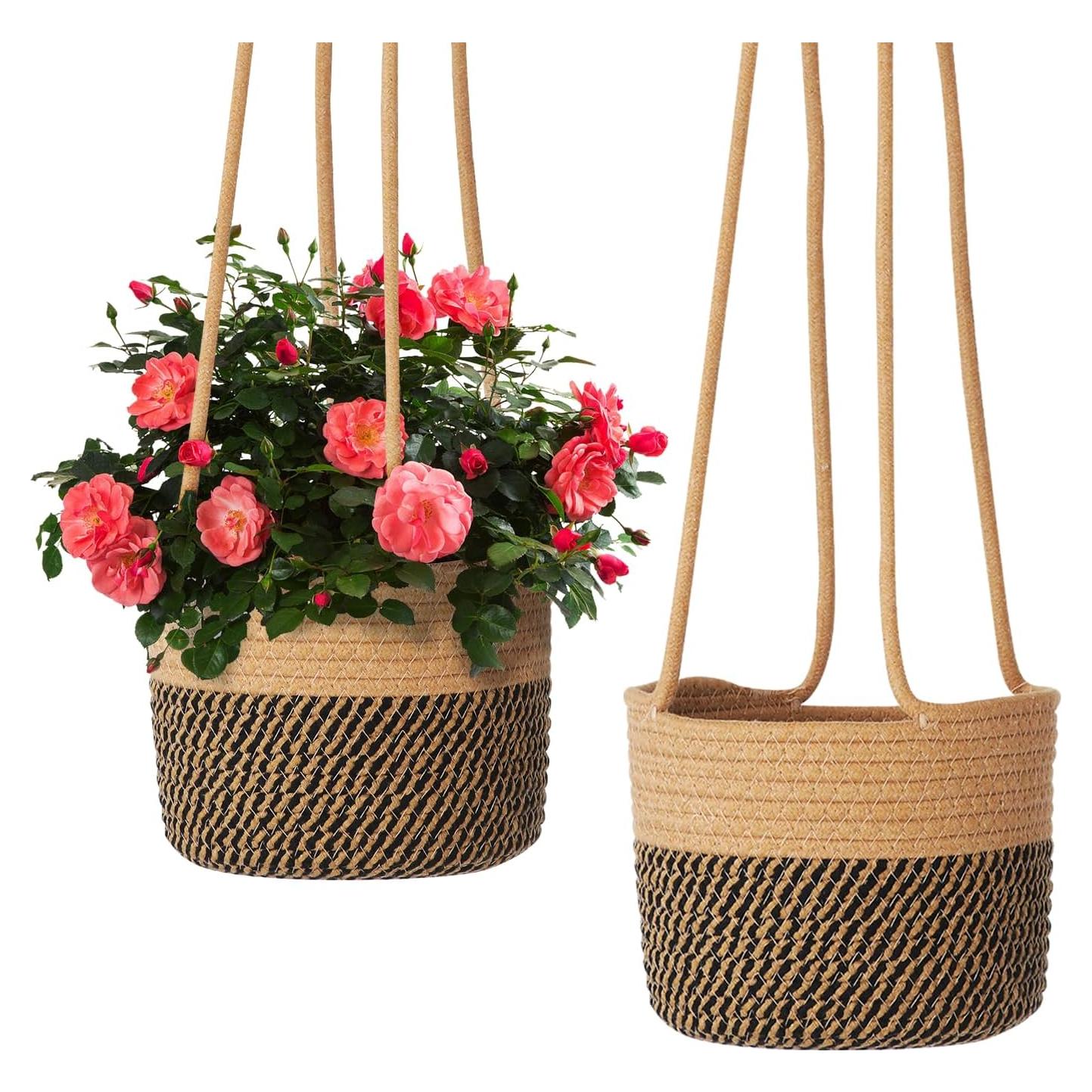 Cesta Colgante de Yute 2 Pack TIGKHAE para Macetas 20 cm