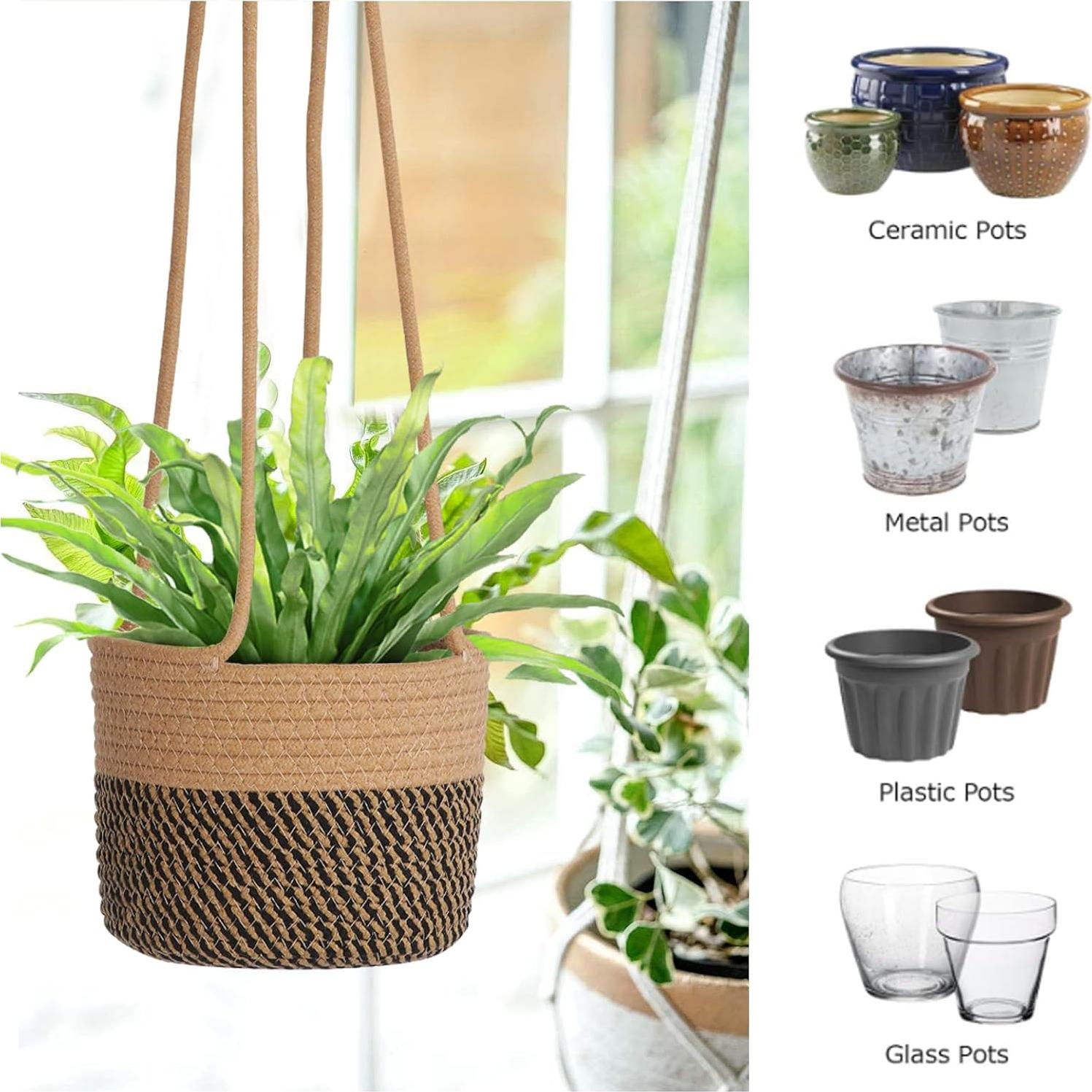 Cesta Colgante de Yute 2 Pack TIGKHAE para Macetas 20 cm