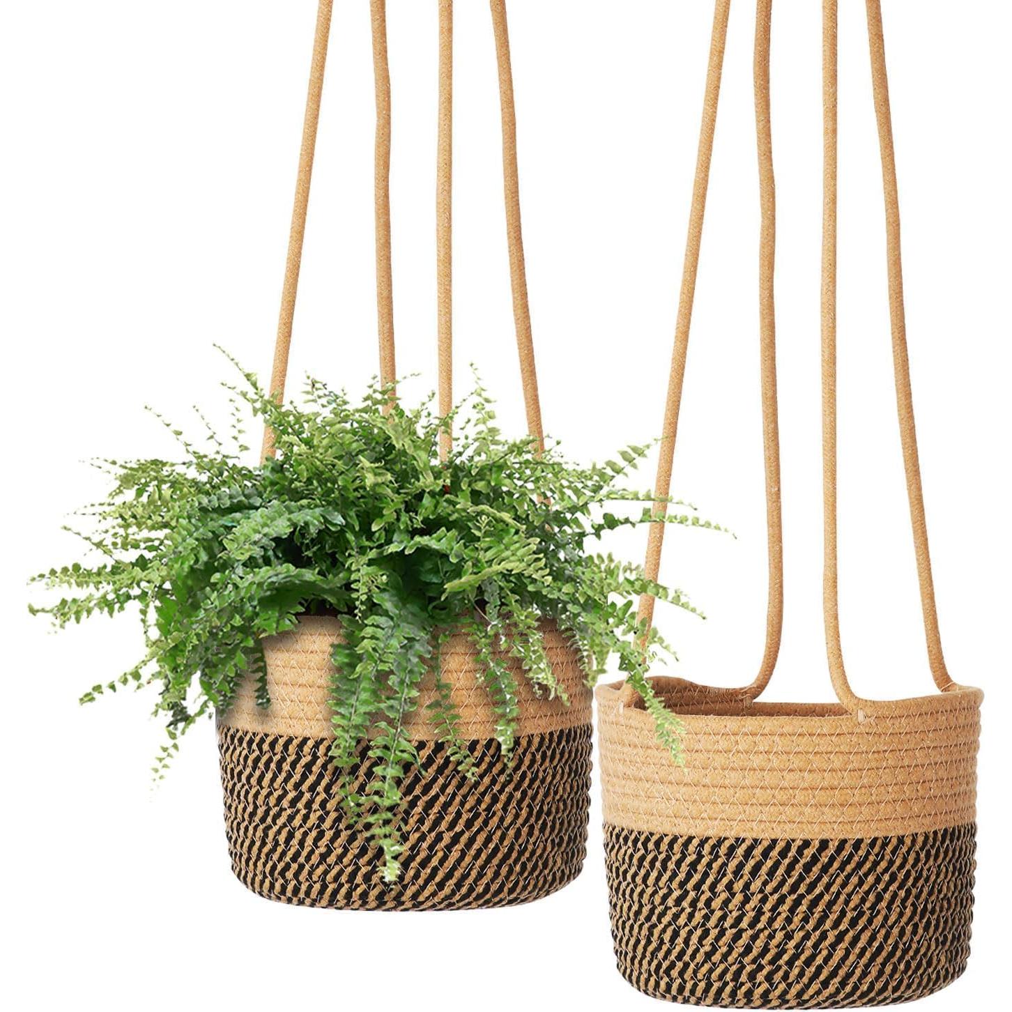 Cesta Colgante de Yute 2 Pack TIGKHAE para Macetas 20 cm