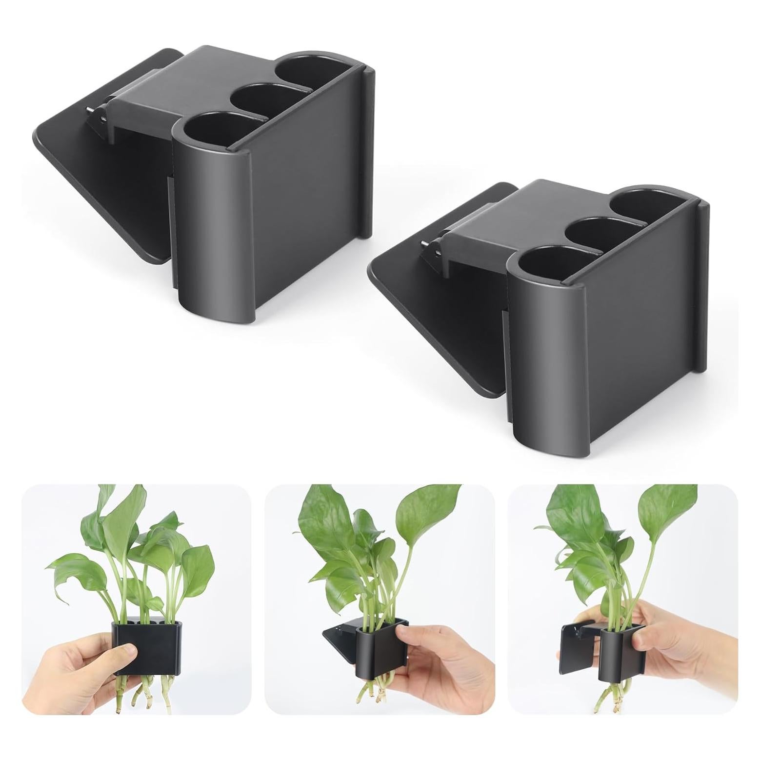 Soporte de Planta Acuática Roetelo 2 Pcs Negro 3 Agujeros