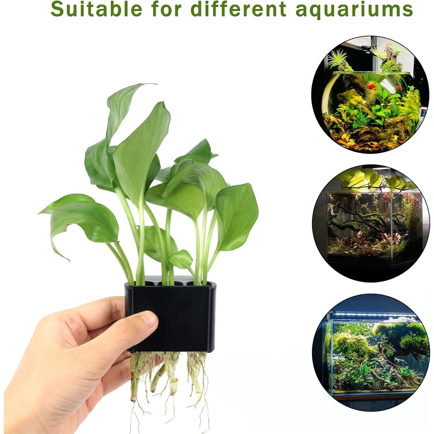 Soporte de Planta Acuática Roetelo 2 Pcs Negro 3 Agujeros