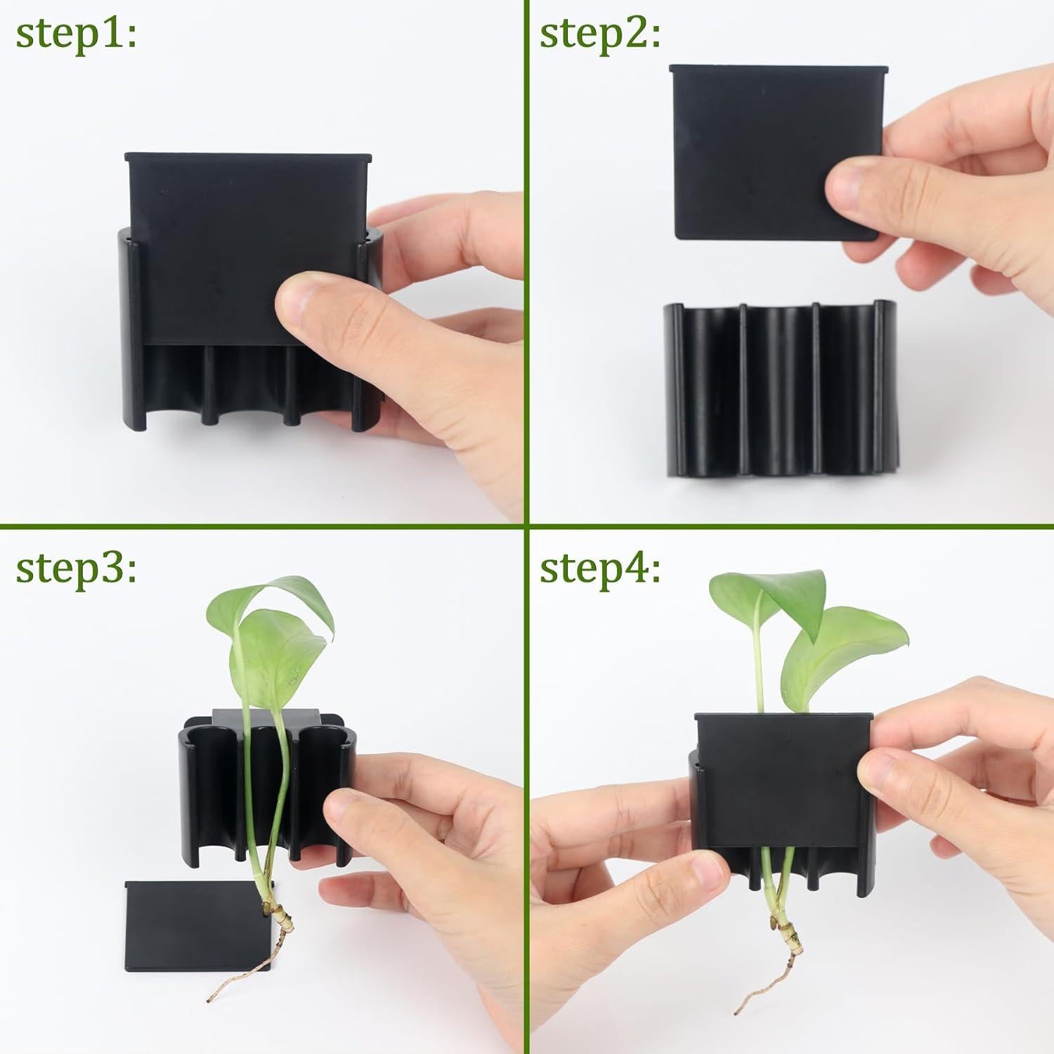 Soporte de Planta Acuática Roetelo 2 Pcs Negro 3 Agujeros