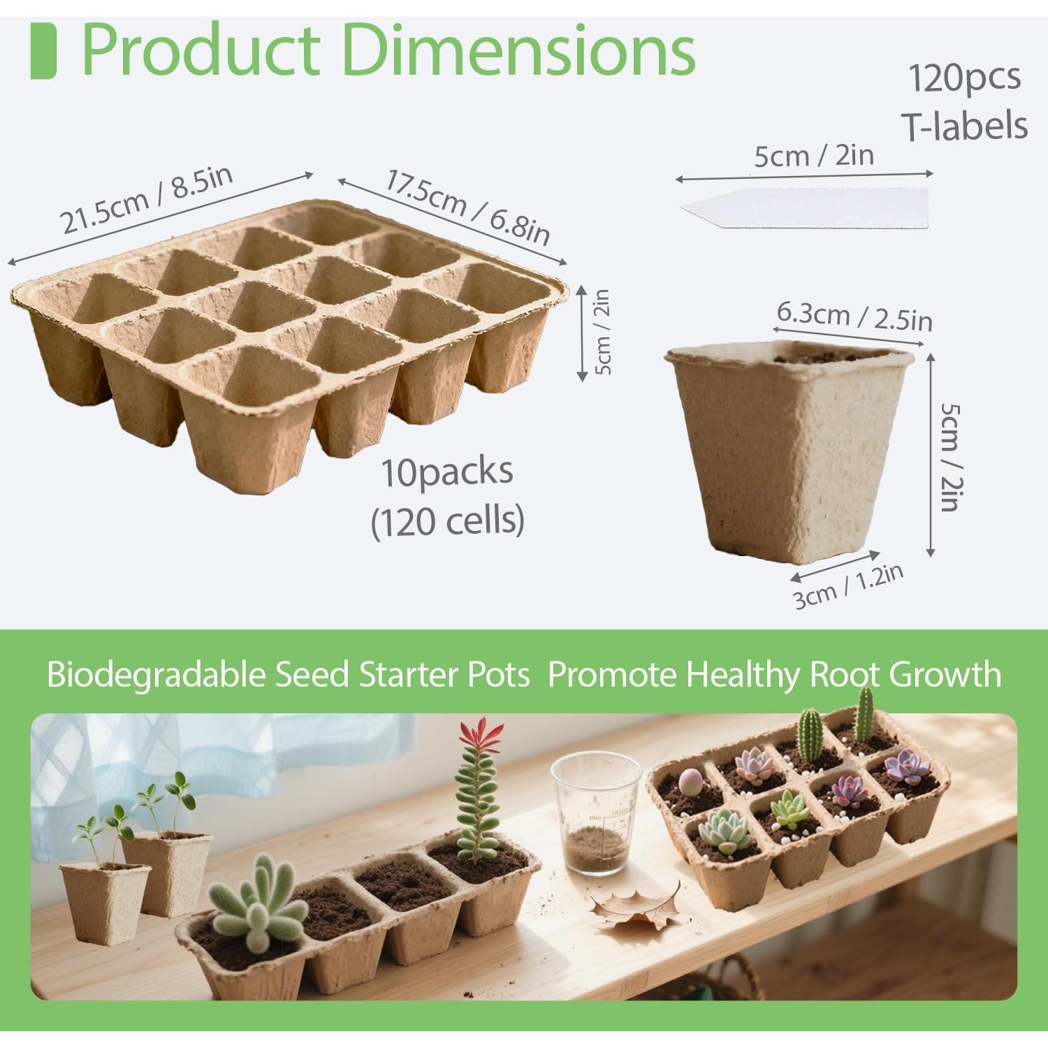 Kit de 10 Bandejas para Iniciar Semillas BEIGEMEI Biodegradables