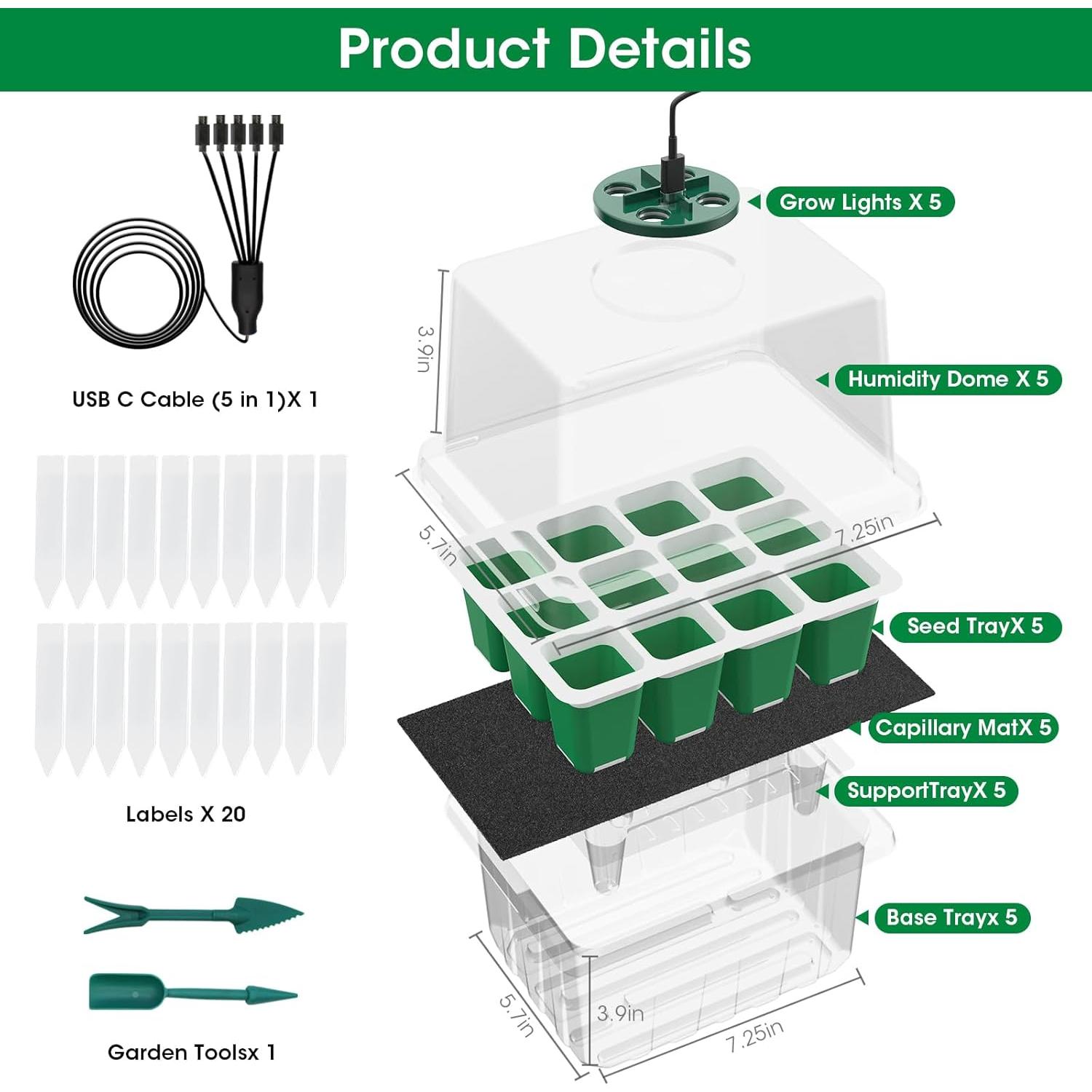 Bandeja de Inicio de Semillas Autorriego MQUPIN 60 Celdas