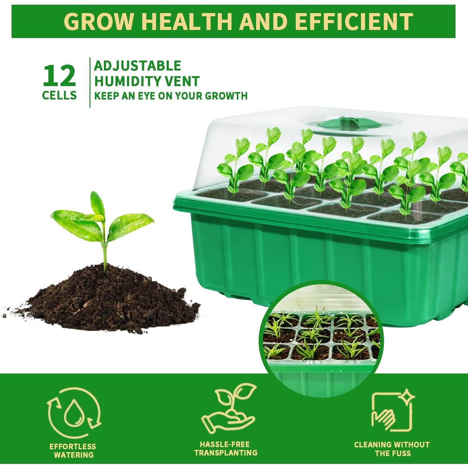 Kit de Germinación de Semillas Viaoone - 5 Bandejas 60 Celdas