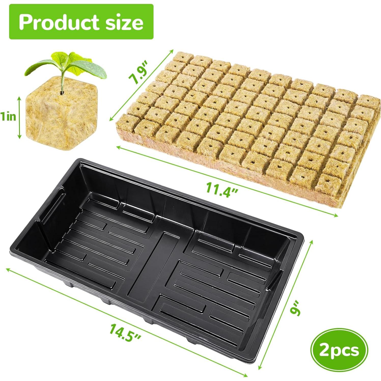 Kit de Cubos de Lana de Roca 1" HolyMaji - 140 Tapones y 2 Bandejas