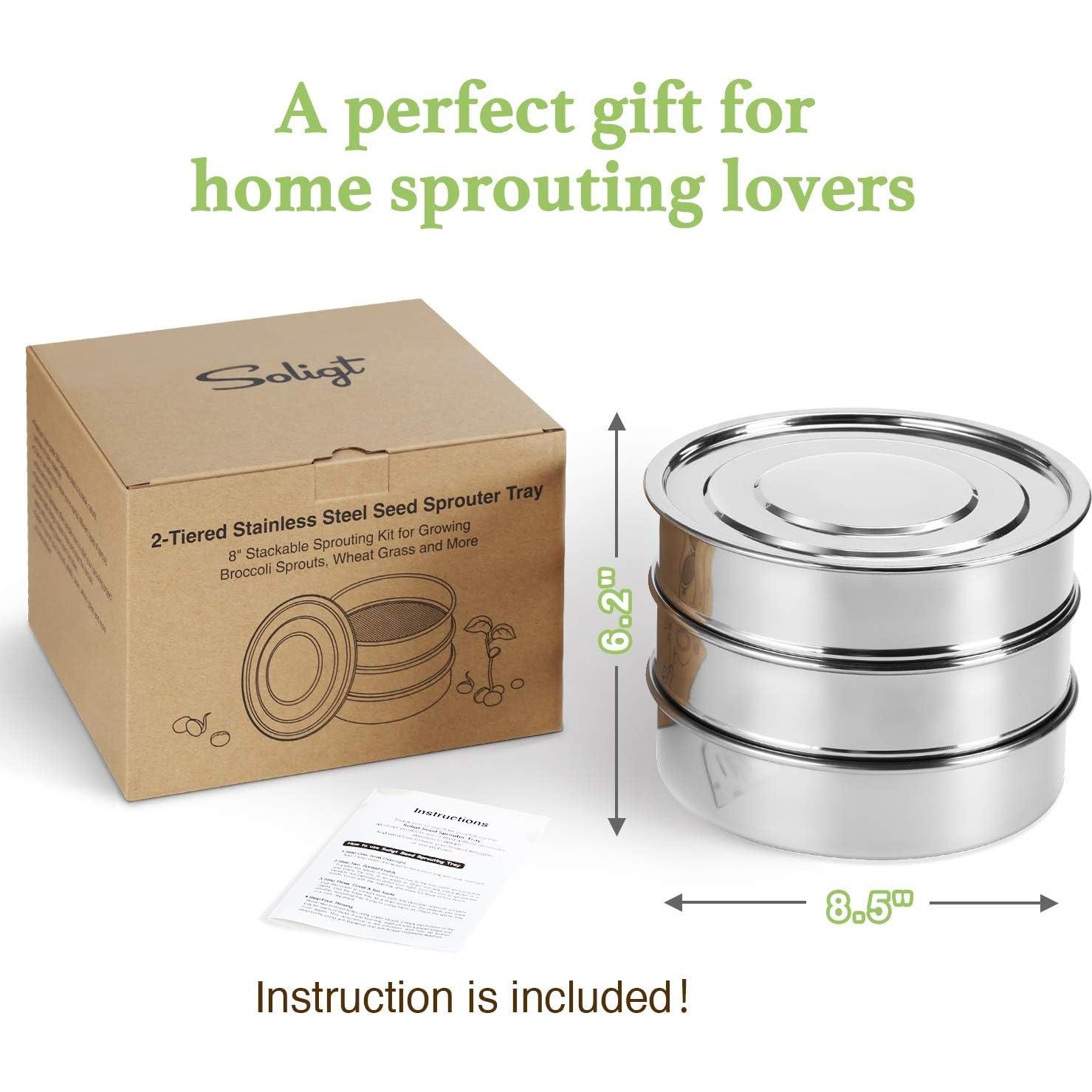 Kit de Germinación Apilable SOLIGT de Acero Inoxidable 2 Niveles
