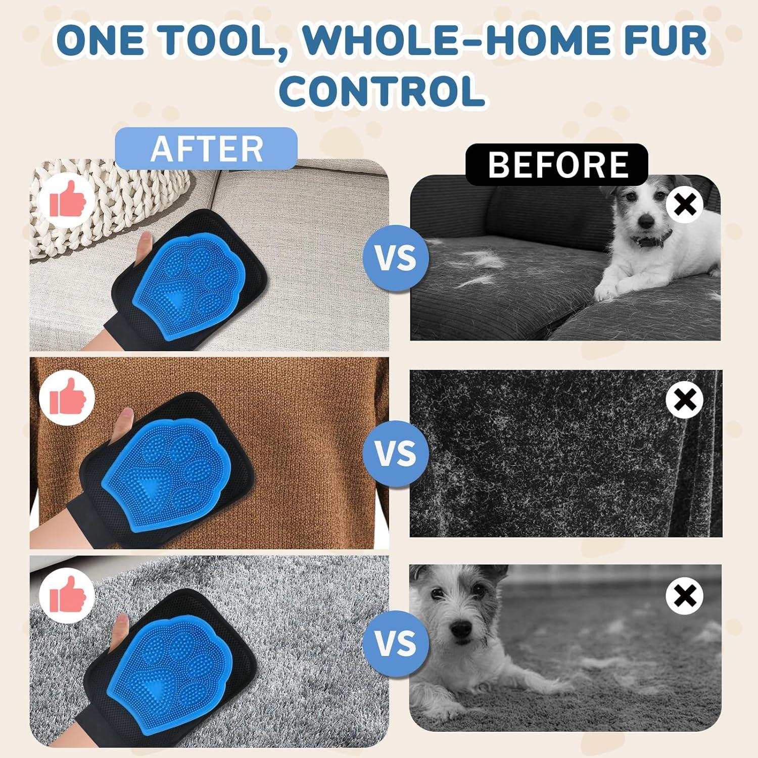 Guante Removedor de Pelo de Mascotas Cuipingoo 2 en 1 Lavable