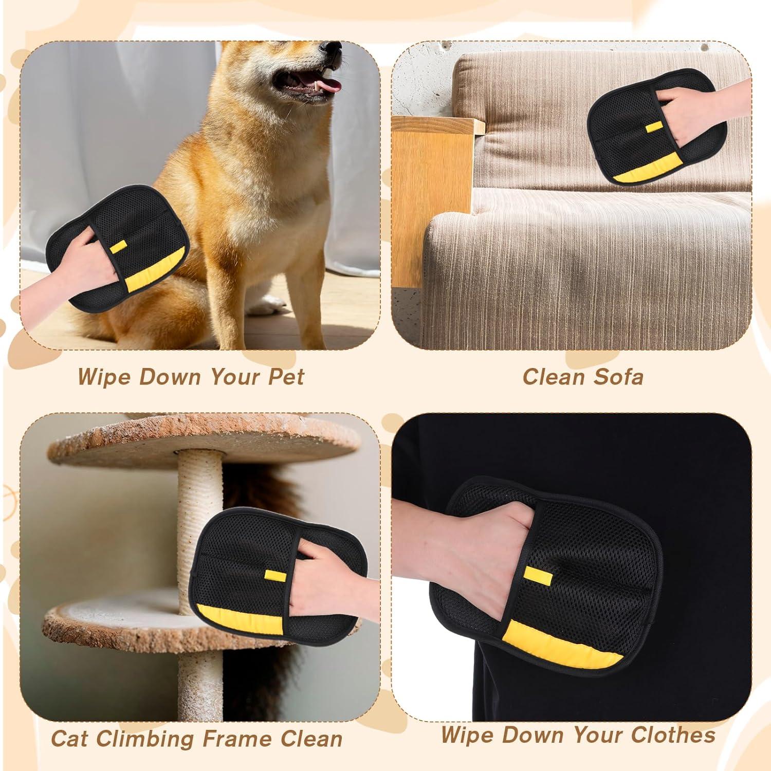 Guantes Removedores de Pelo de Mascota BOHUIZ 2 Piezas Amarillo