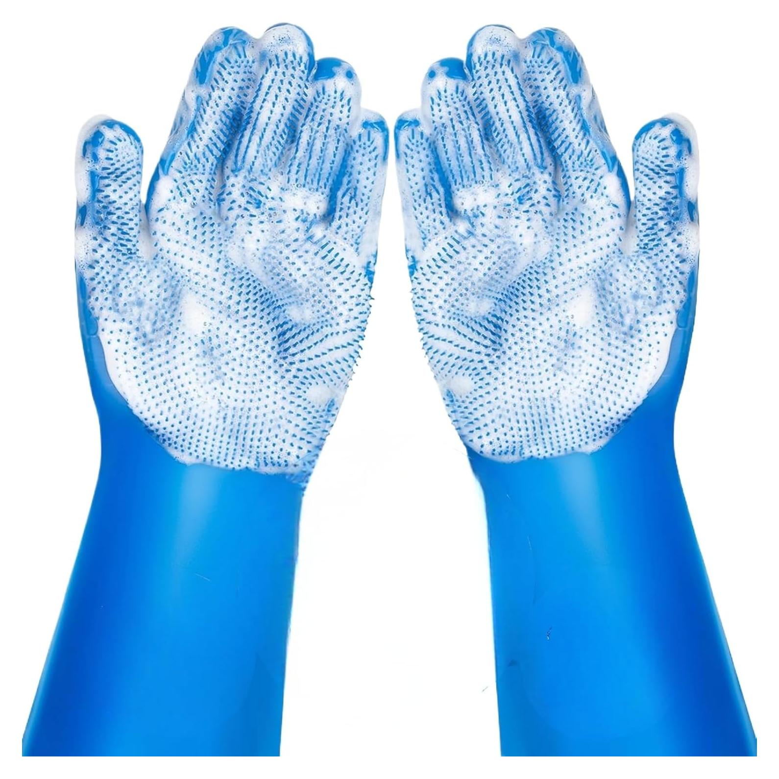 Dog Bathing Gloves & Pet Grooming Gloves - 6-Piece Set with Dog Bath Brush for Cat Bathing Supplies, Veterinarian-Recommended, Ergonomic & Gentle Cleaning (Blue)