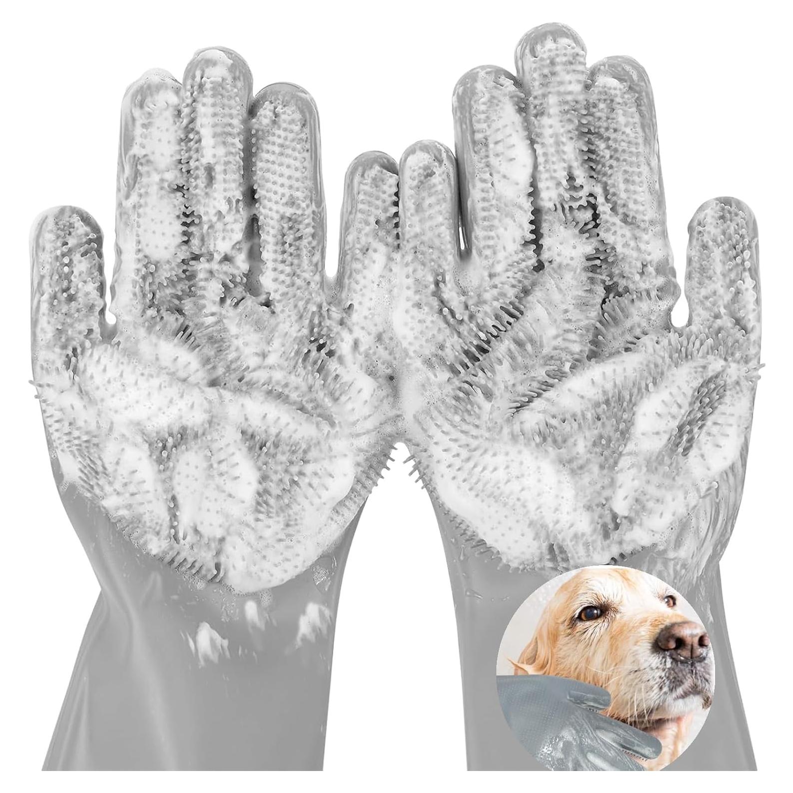 Guantes de Aseo para Mascotas AKEISHE - Silicona 5 Dedos