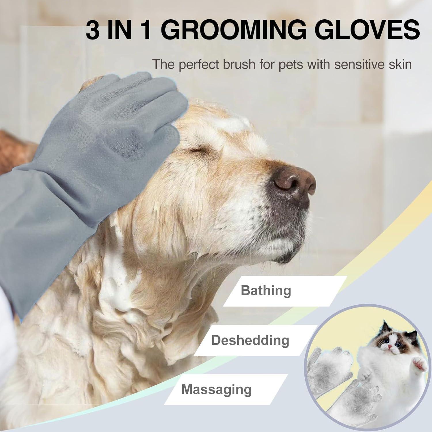 Guantes de Aseo para Mascotas AKEISHE - Silicona 5 Dedos