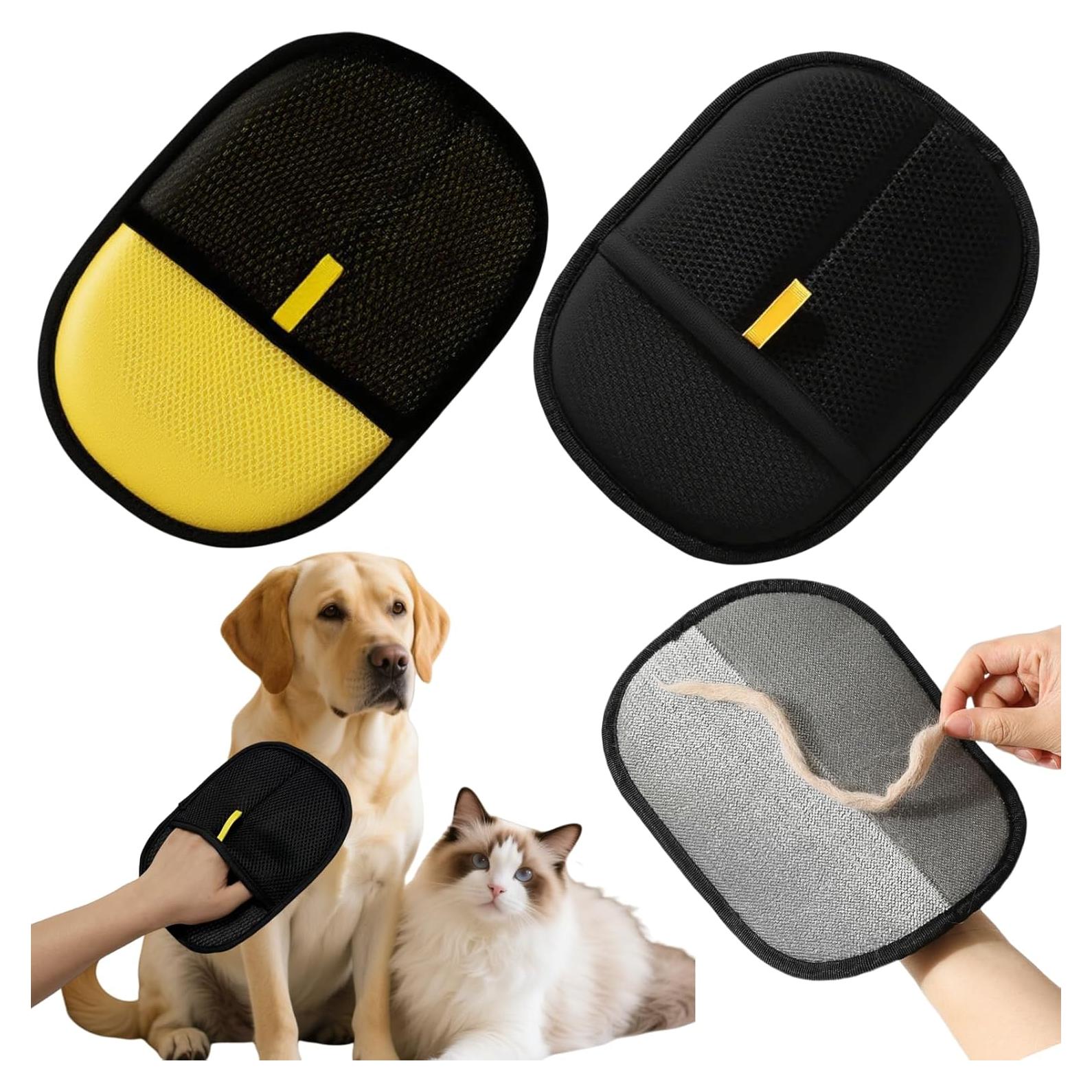 Guantes de Eliminación de Pelo de Mascotas Kiwiwoof 2 Pcs Amarillo