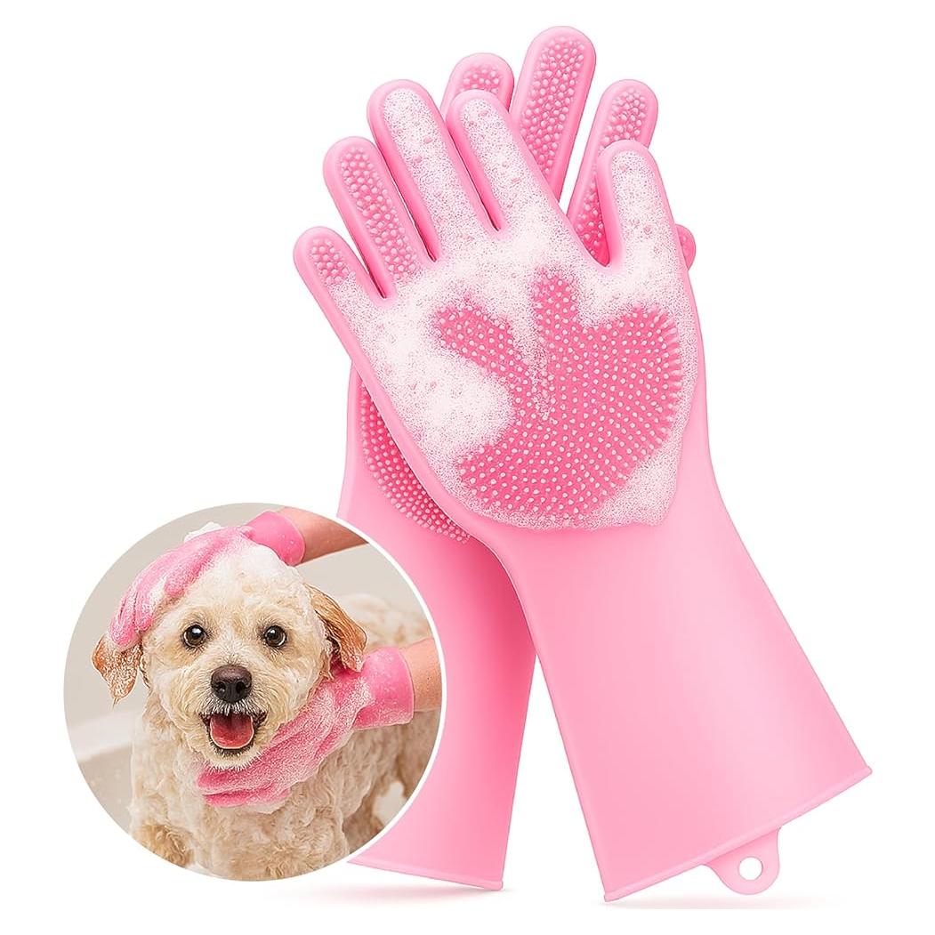 Guante de Aseo para Mascotas Pecute - Rosa - 3000 Puntas Silicona