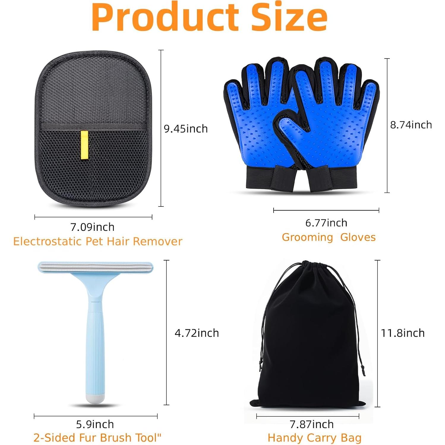 Juego de Guantes Quitapelos para Mascotas 4 Piezas - Aseo y Limpieza