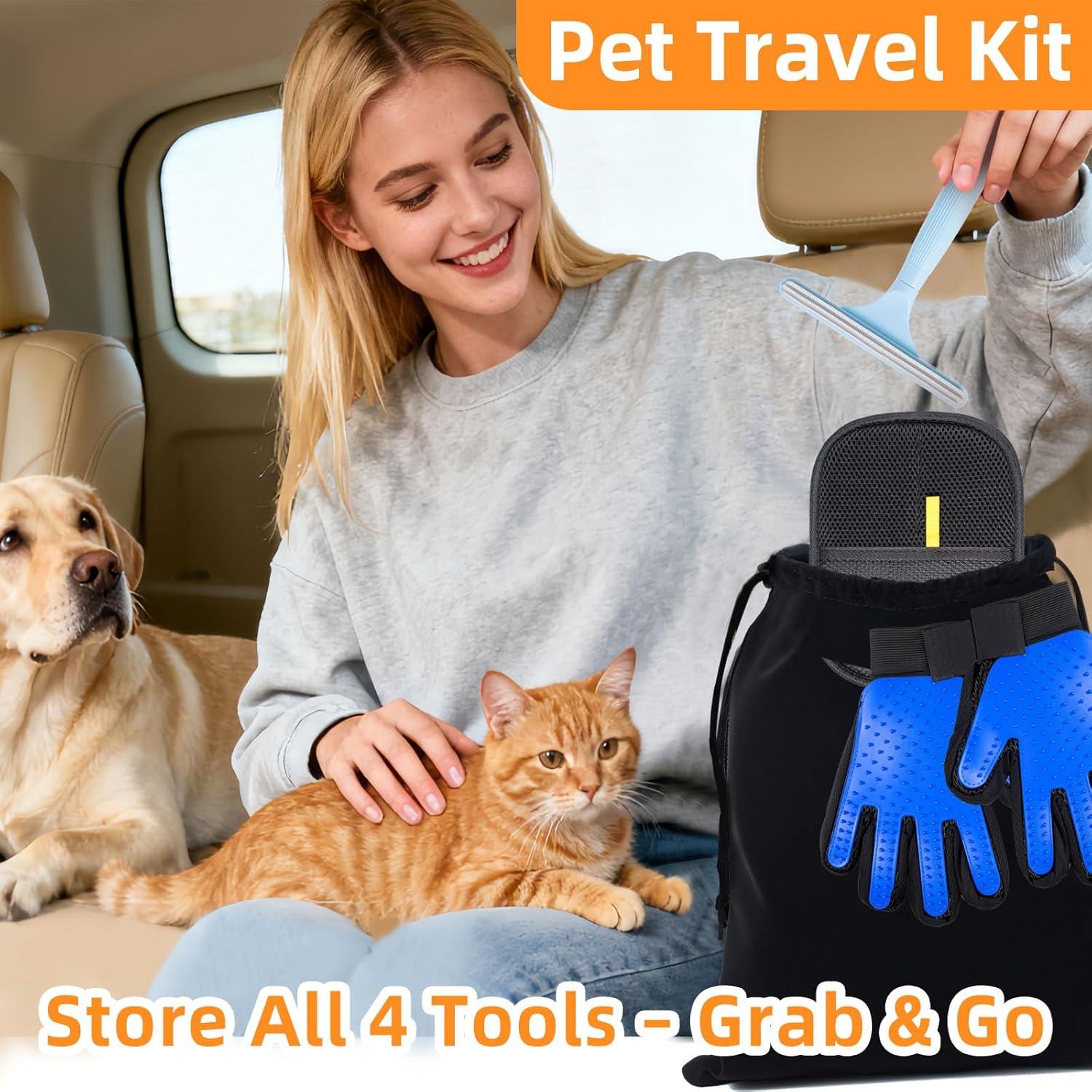 Juego de Guantes Quitapelos para Mascotas 4 Piezas - Aseo y Limpieza