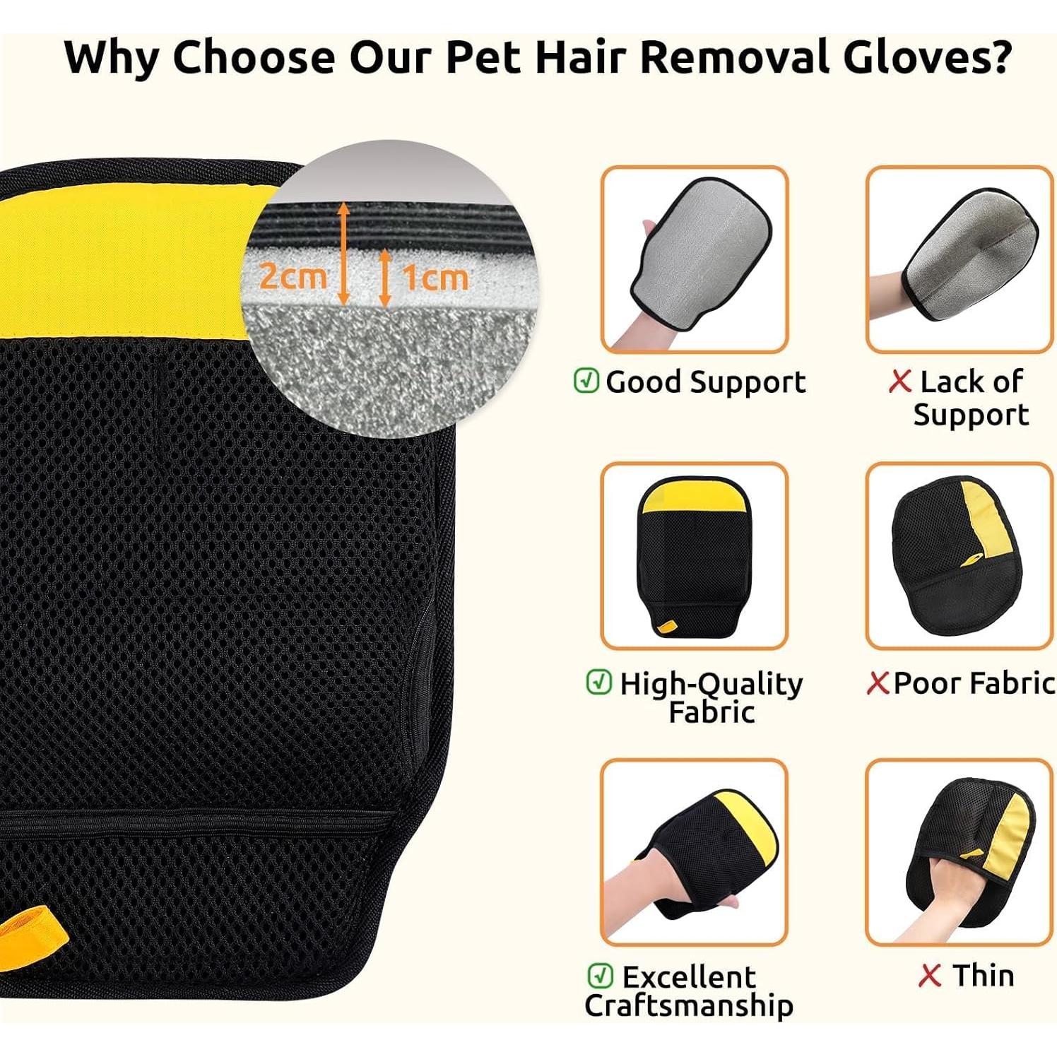 Guante Quitapelos SAWMONG 2 Pcs para Mascotas - Reutilizable