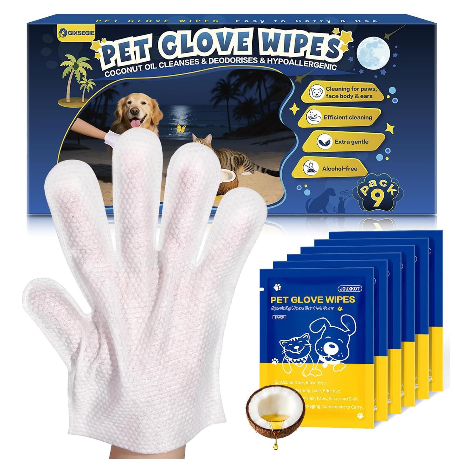 Toallitas de Guante para Mascotas GIXSEGIE 9 Pcs Hipoalergénicas