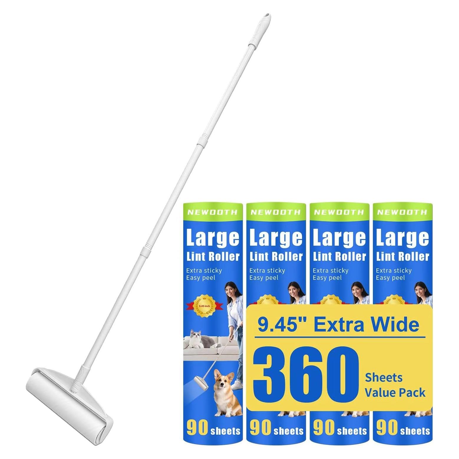 Rodillo de Pelusa Gigante Newooth 24 cm con 360 Hojas y Mango Extensible