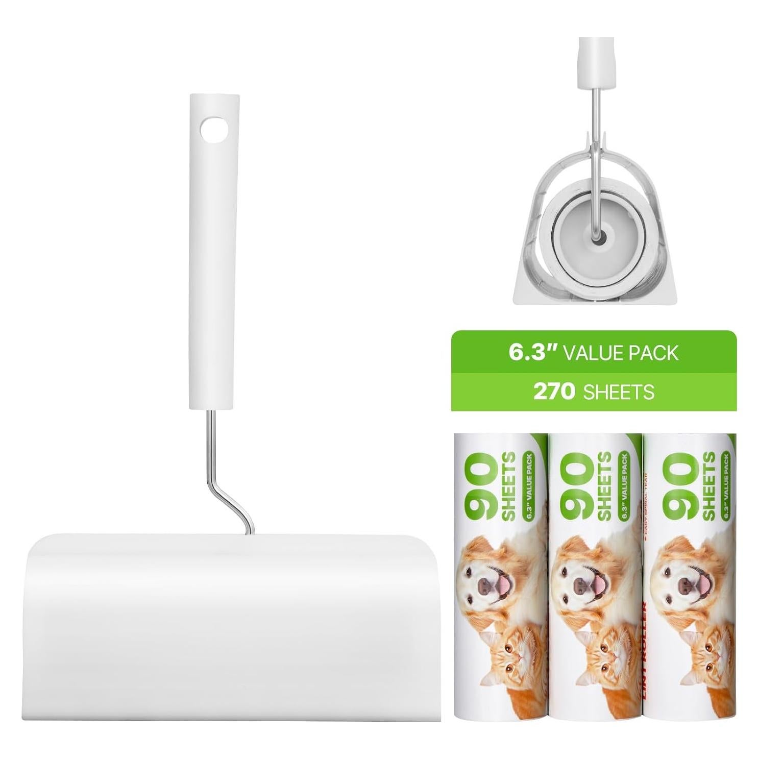 Rodillo Adhesivo VEVOR para Pelusa y Pelo de Mascotas - Set de 3