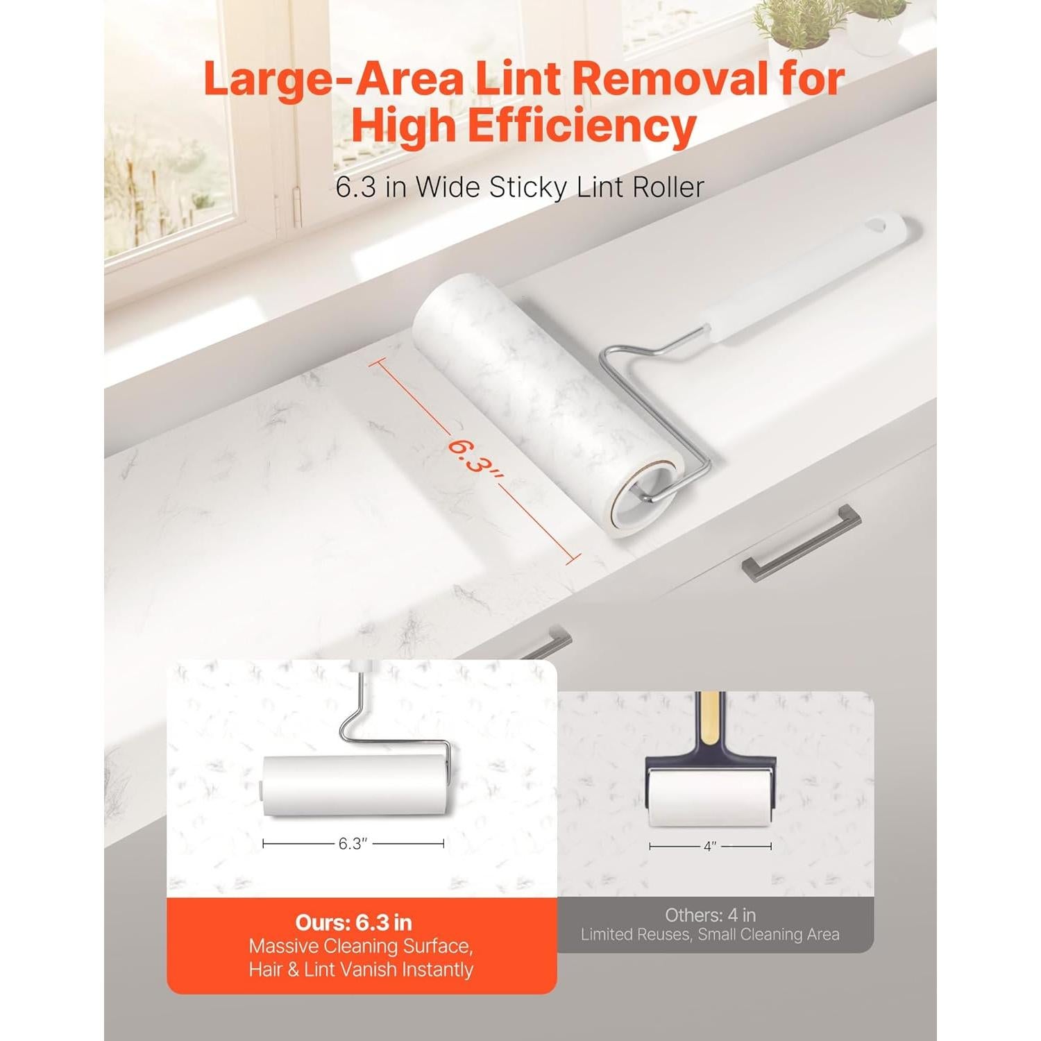 Rodillo Adhesivo VEVOR para Pelusa y Pelo de Mascotas - Set de 3