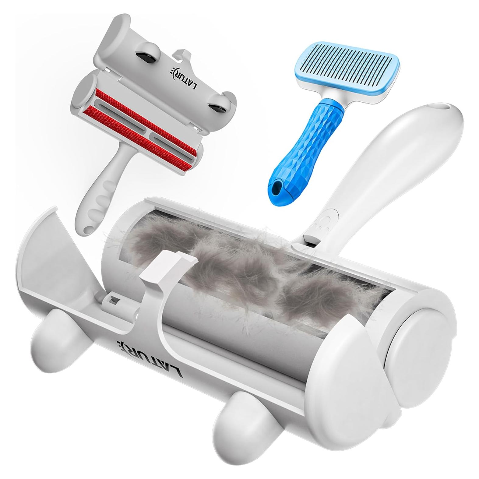 Rodillo Quitapelos Autolimpiante + Cepillo Aseo Mascotas