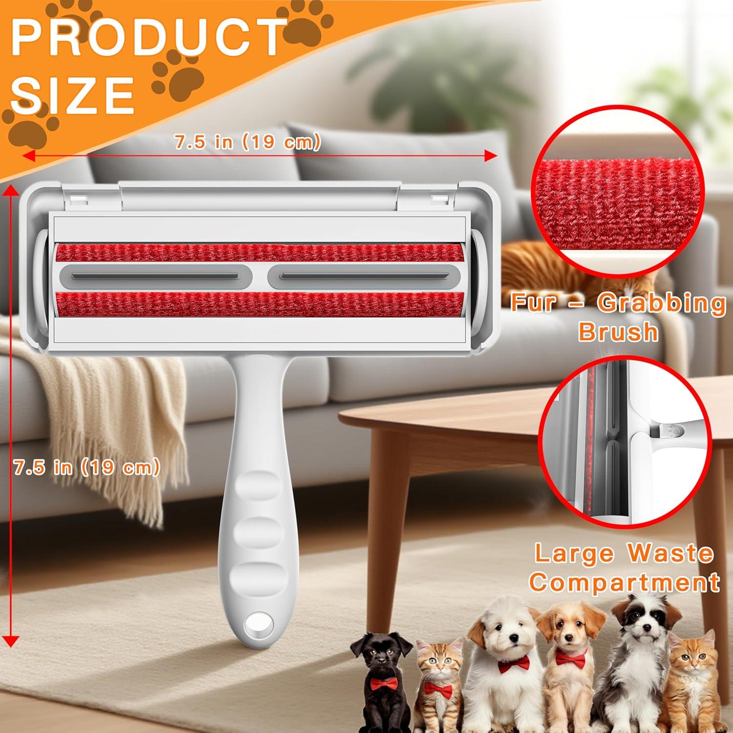 Rodillo Quitapelos Autolimpiante + Cepillo Aseo Mascotas