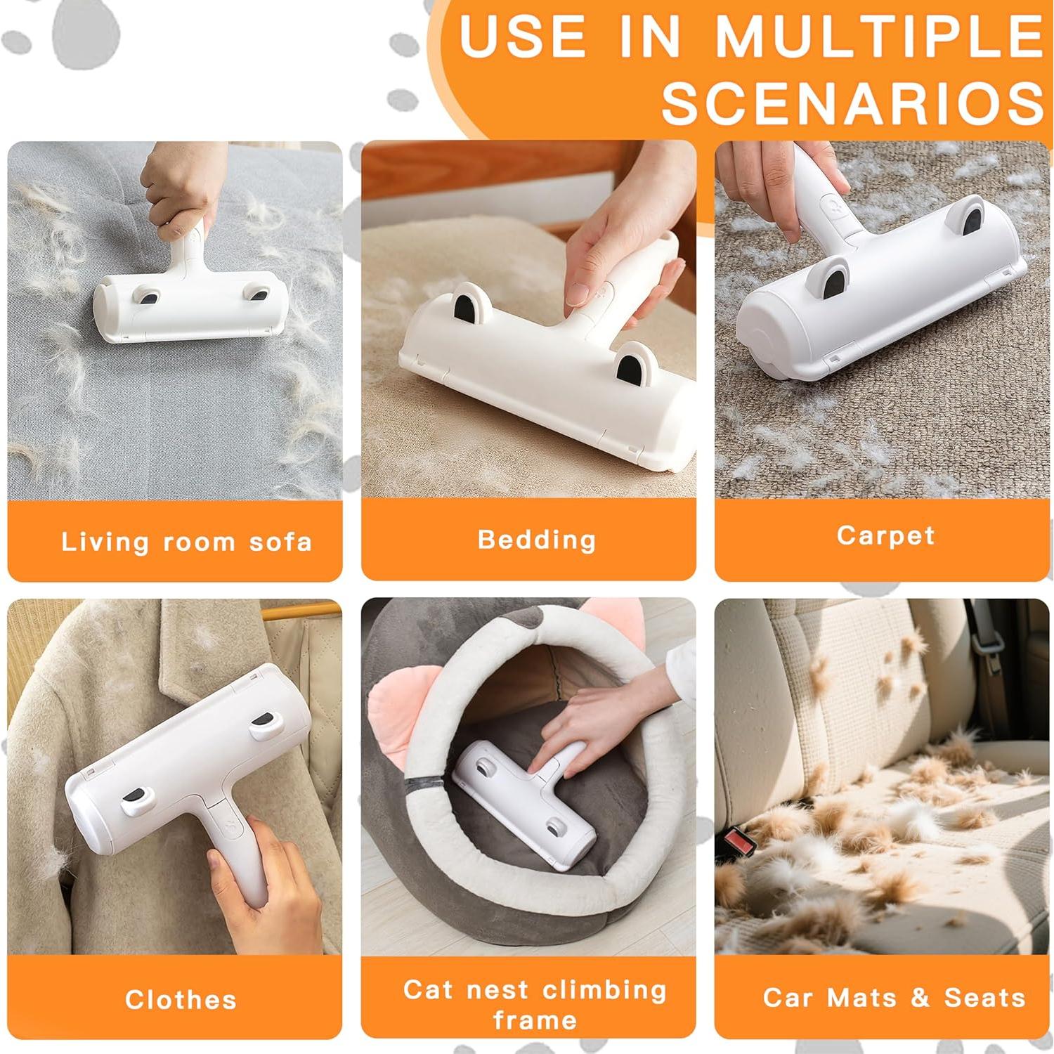 Rodillo Quitapelos Autolimpiante + Cepillo Aseo Mascotas