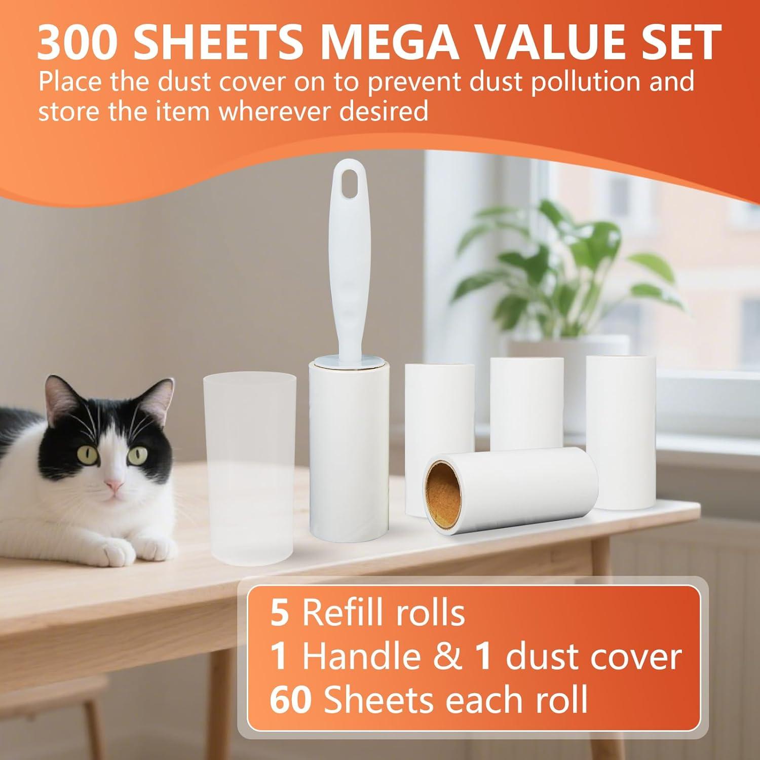 Rodillo Adhesivo Extra Pegajoso XICOSO 300 Hojas para Pelo de Mascota