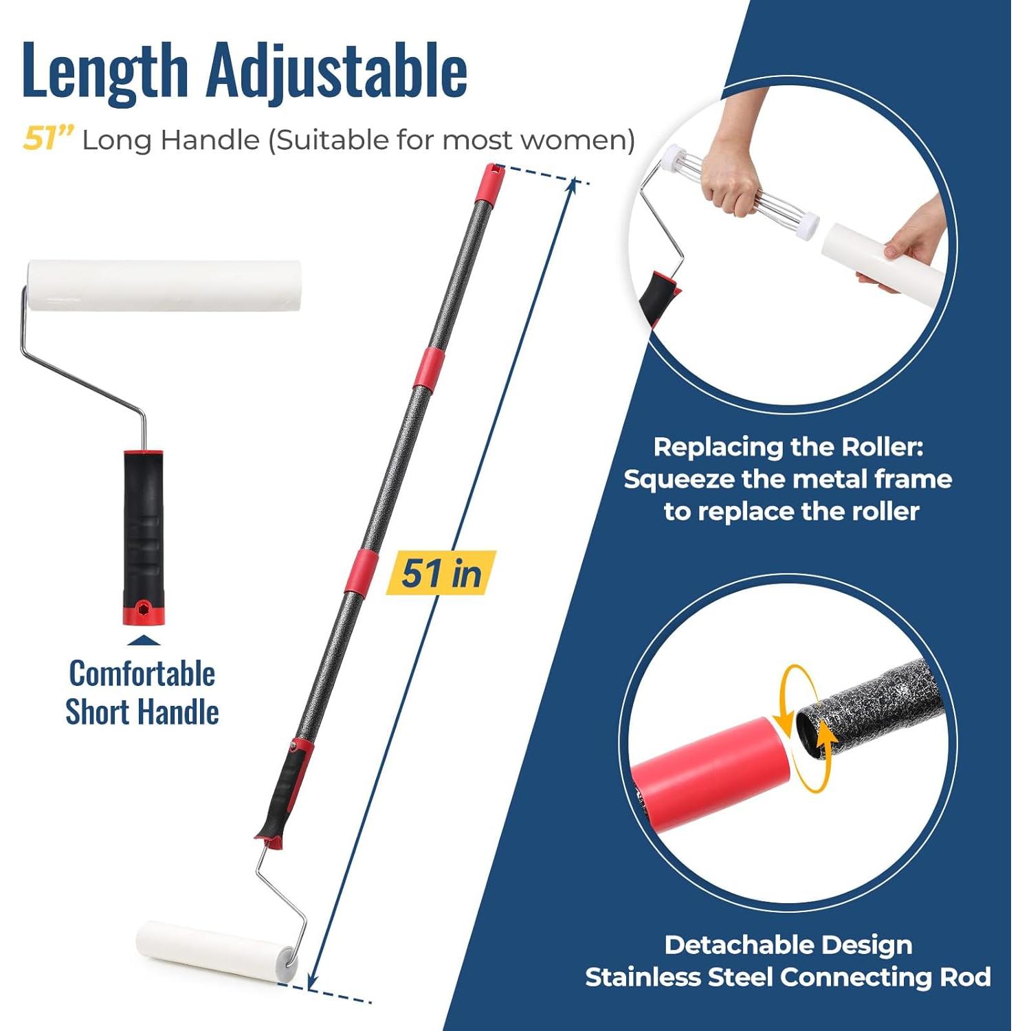 Rodillo de limpieza EUIJOIP 24 cm con mango extensible 130 cm