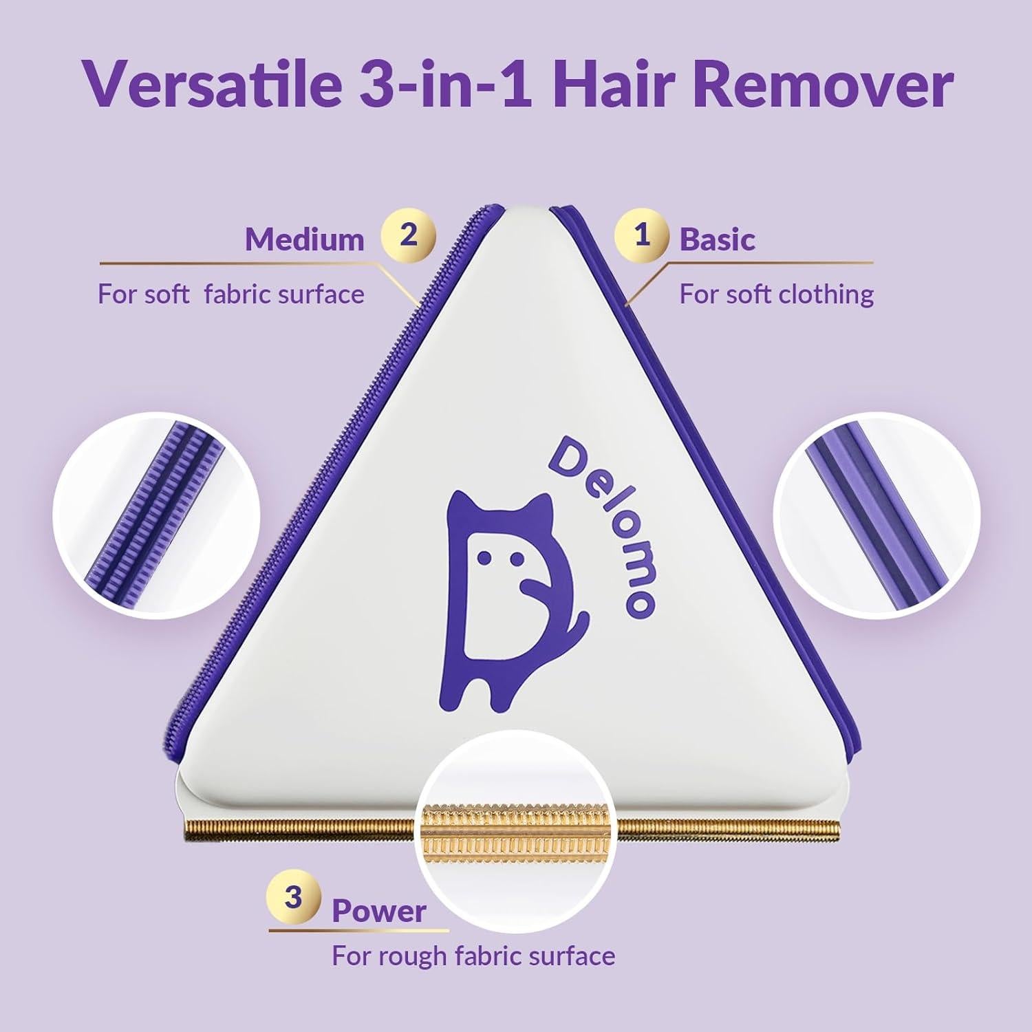 DELOMO Removedor de Pelo de Mascota 3 en 1 - 15.24 cm