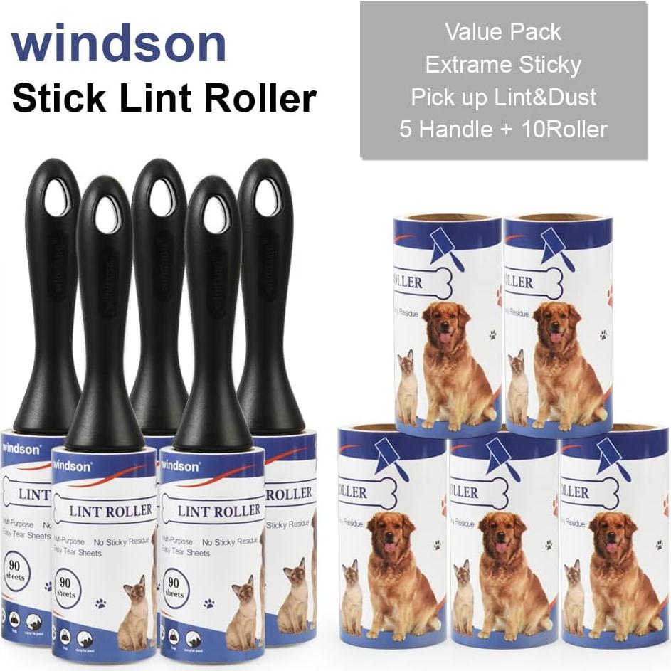Rodillo Quitapelusas Windson - 900 Hojas, 10 Recargas, Extra Pegajoso