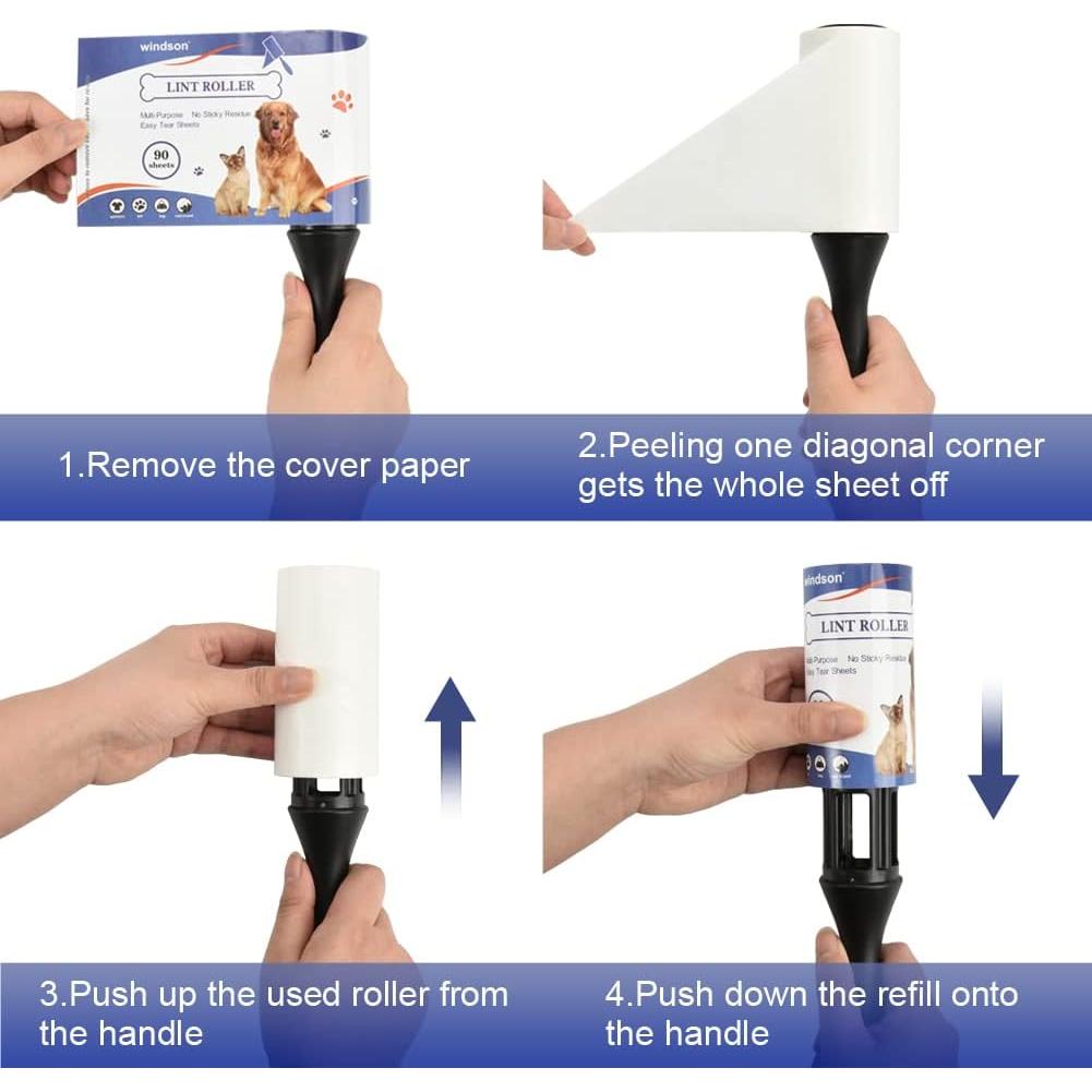 Rodillo Quitapelusas Windson - 900 Hojas, 10 Recargas, Extra Pegajoso