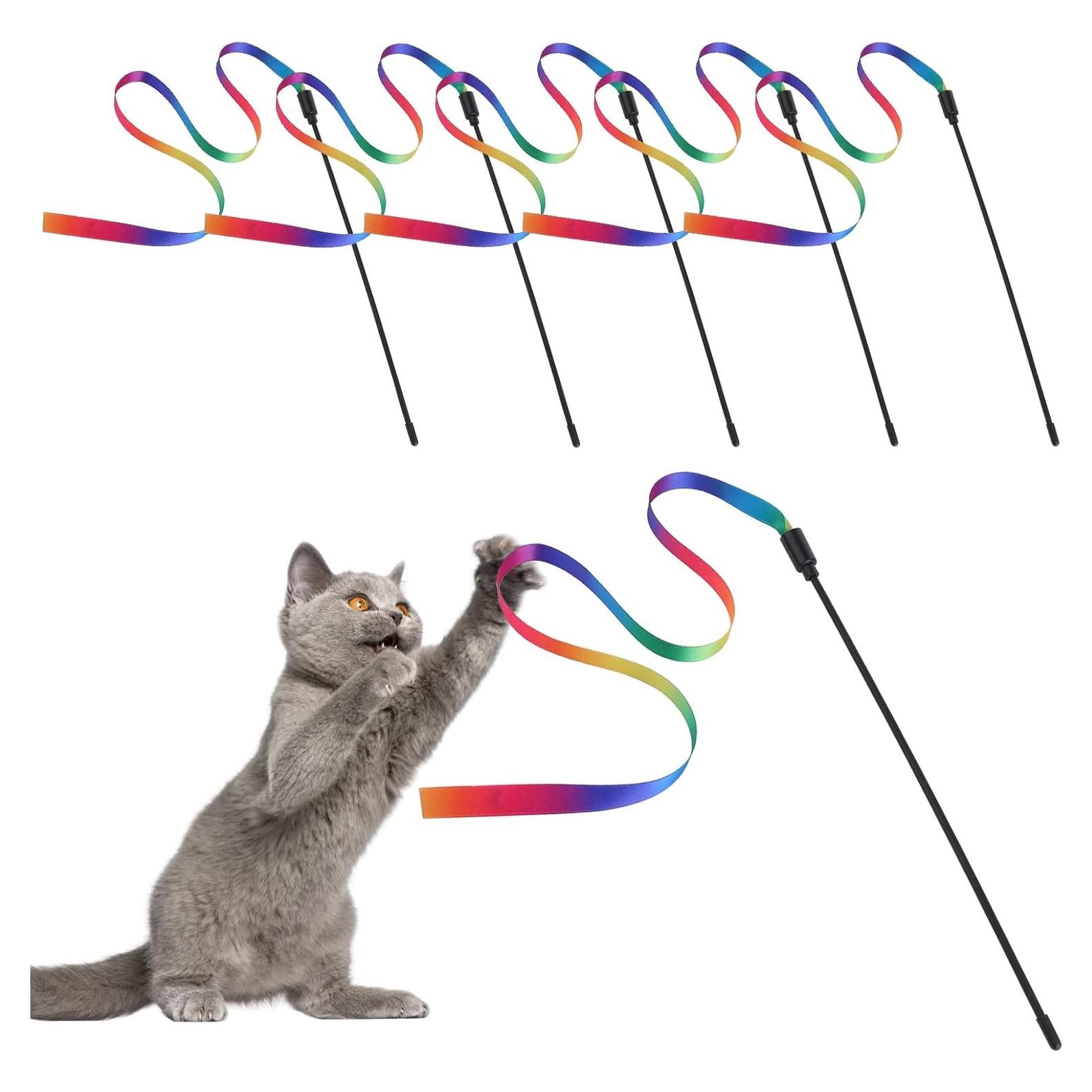 Varita Interactiva para Gatos Molain - 5 Juegos de Cinta Colorida