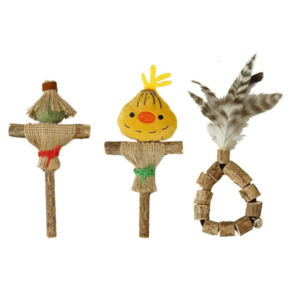 Juego de Juguetes para Gatos 3 Piezas Palos Silvervine Natural
