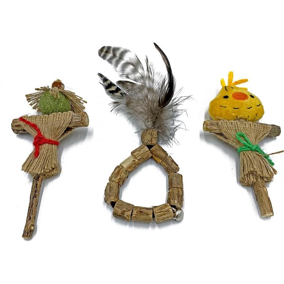 Juego de Juguetes para Gatos 3 Piezas Palos Silvervine Natural
